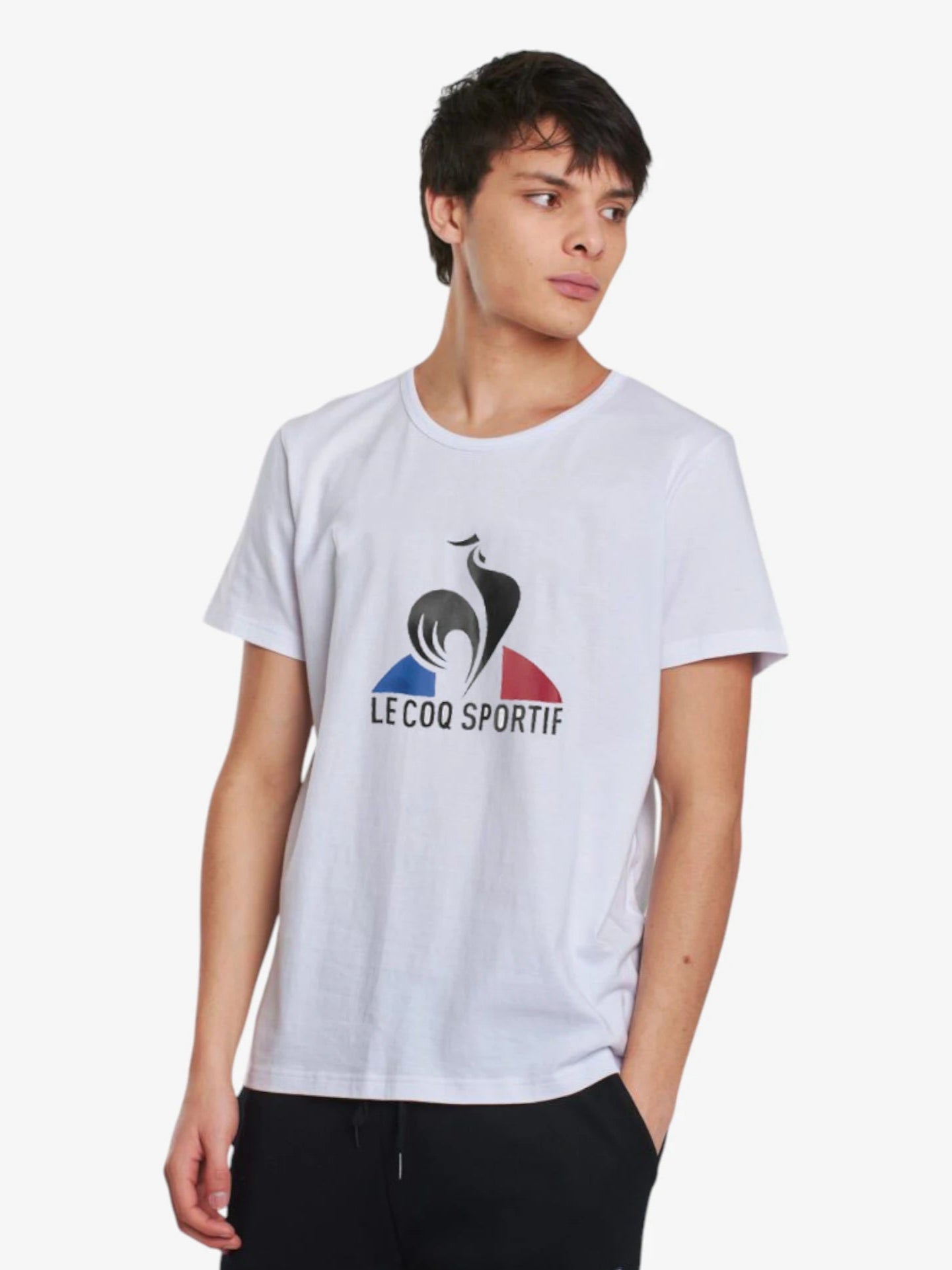 Le Coq Sportif Sport Logo White T-Shirt for Men - Breathable Cotton Casual & Athletic Wear for Gym, Running, and Everyday Comfort