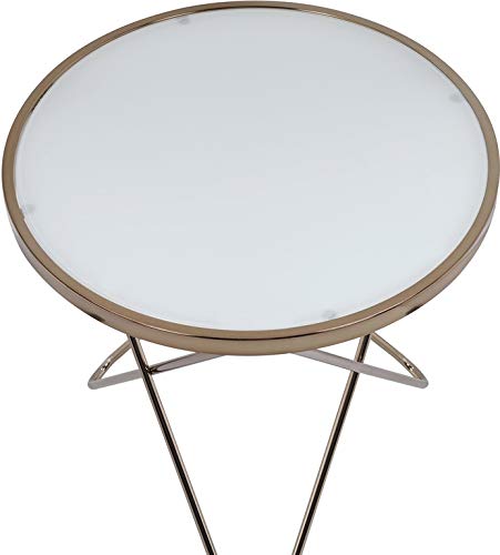 Champagne Round End Table - Metal Side Table for Living Room, Bedroom, Office & Patio - Perfect for Coffee, Books & Decor - Stylish Accent Table for Small Spaces