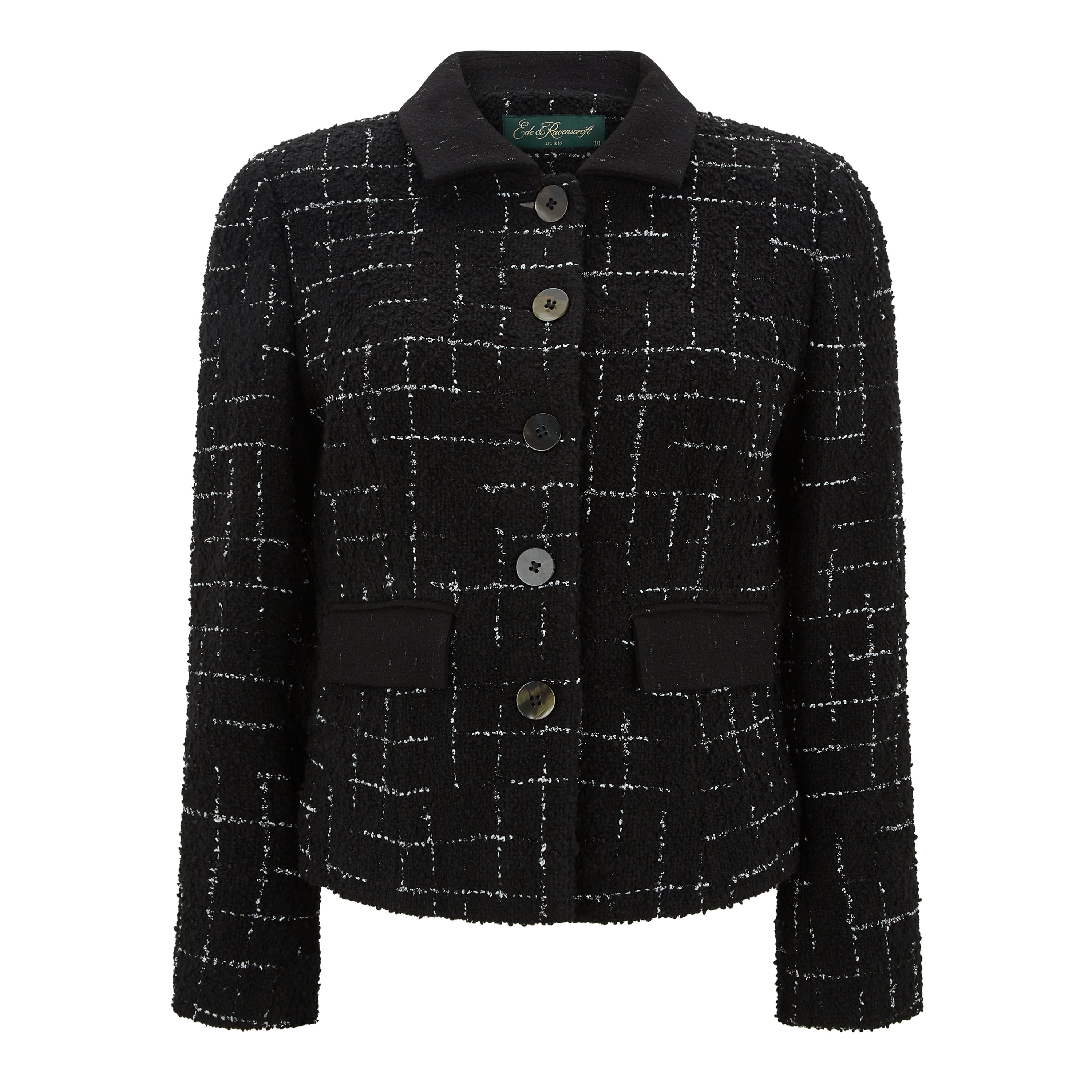 Kiara Tailored Glitter Check Wool Jacket for Women - Stylish Winter Coat with Sparkle Details | Perfect for Office, Parties & Holiday Outfits