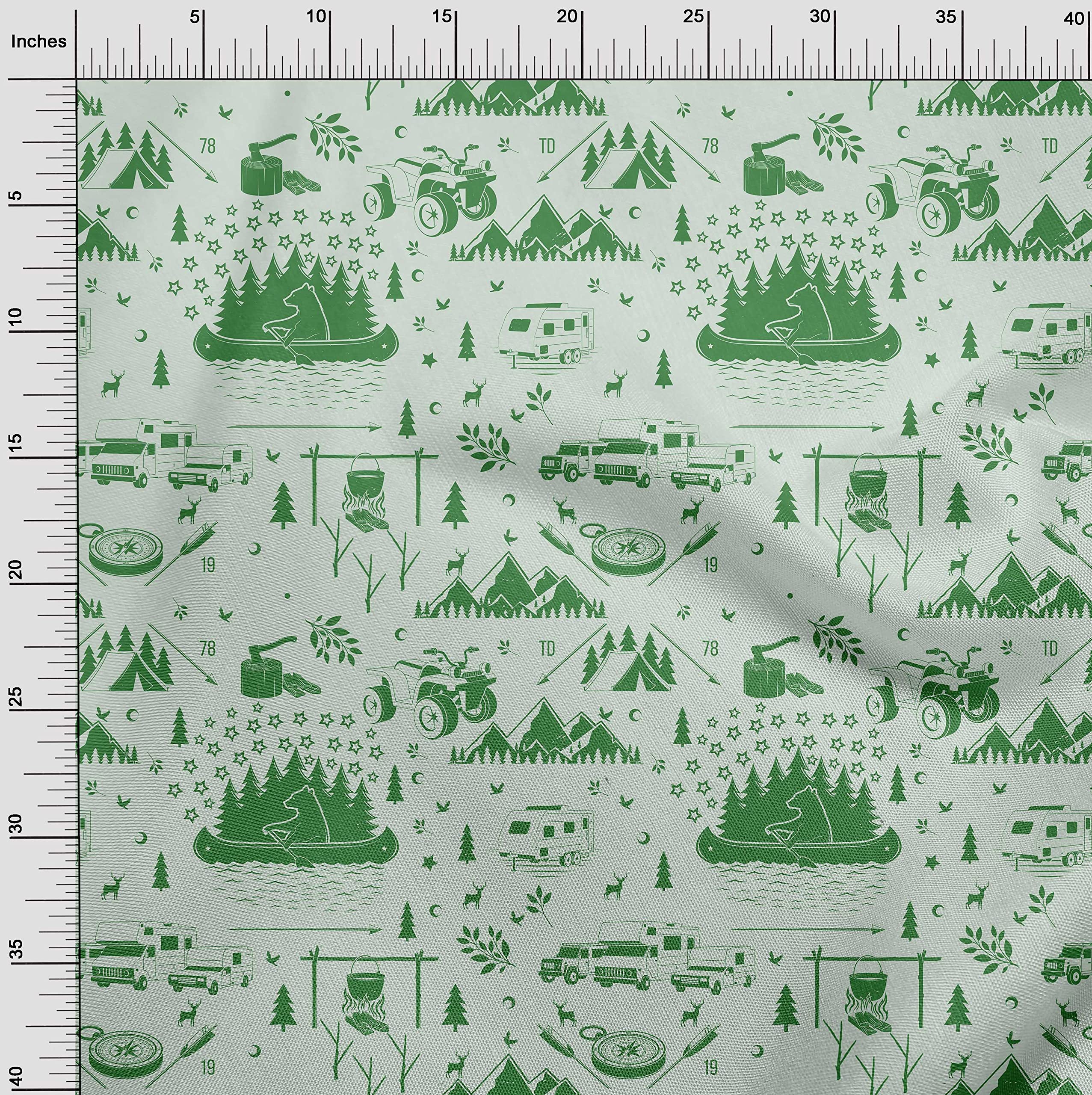 oneOone Velvet Green Fabric by The Yard - 58 Inch Wide Printed DIY Sewing Material for Camping Gear, Clothing & Home Decor Projects