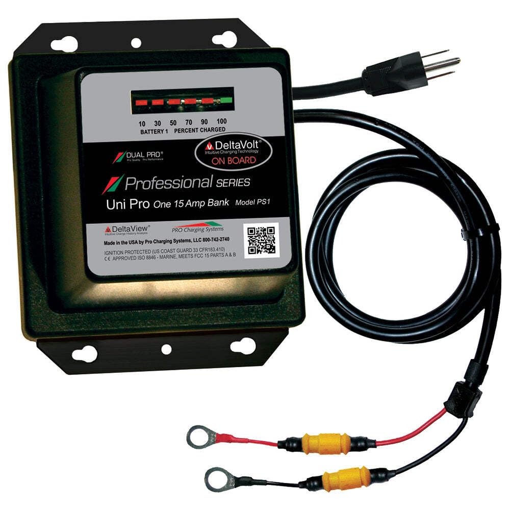 Dual Pro Professional 12V Battery Charger for Cars, Boats & RVs - Fast Charging, Black/Platinum Finish - Perfect for Marine, Automotive & Outdoor Power Equipment