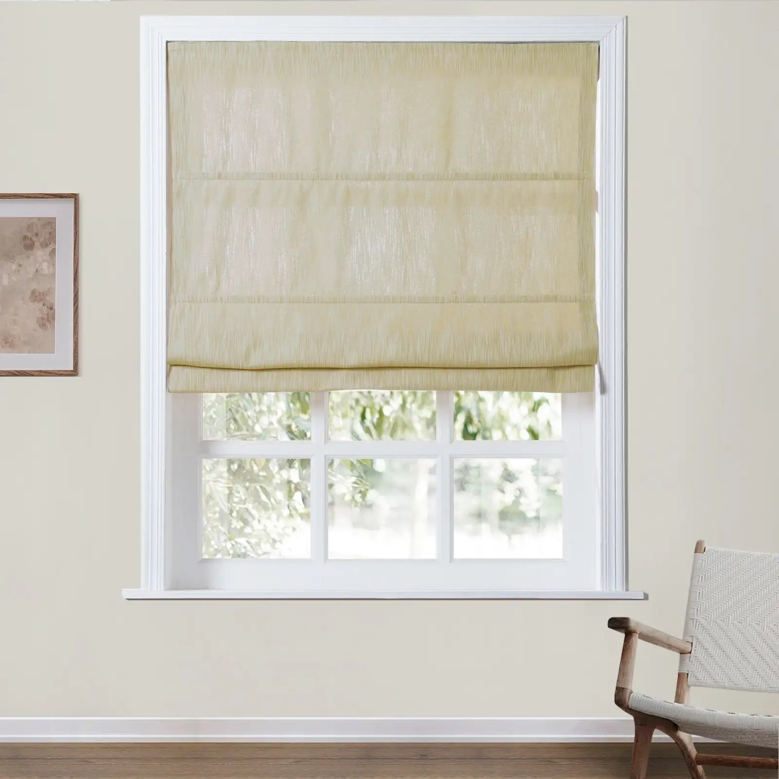 Cloe Cotton Blend Cordless Roman Shade - Blackout Window Treatment for Bedroom & Living Room - Plus Size Home Decor