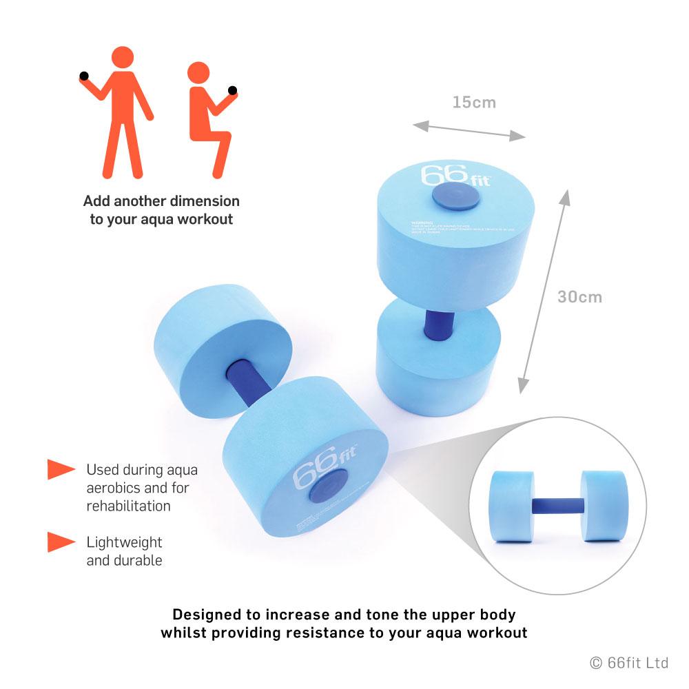 66Fit Aqua Flotation Dumbbells - Water Weights for Pool Workouts, Swimming Resistance Training & Aquatic Fitness Exercises