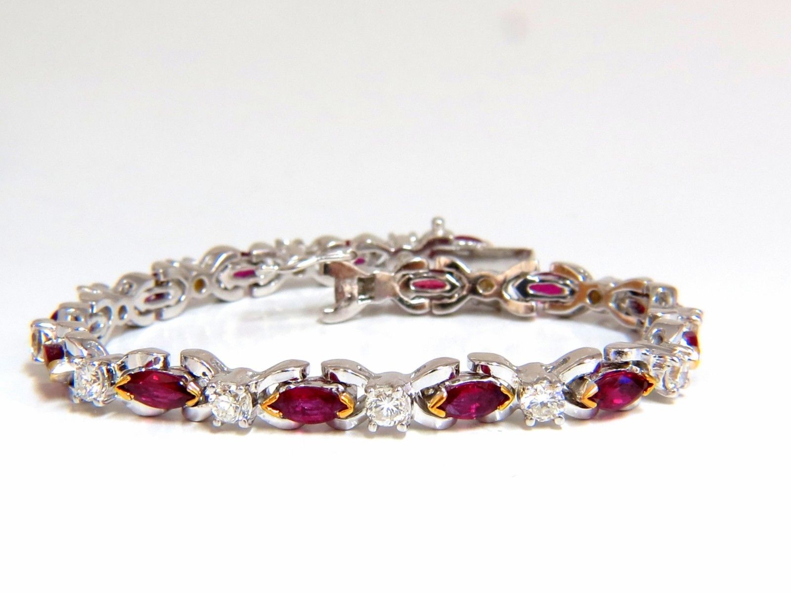 3.50ct Natural Ruby & 2.50ct Diamond Bracelet in 14K Gold - Elegant Jewelry for Women, Perfect for Weddings, Anniversaries & Special Occasions
