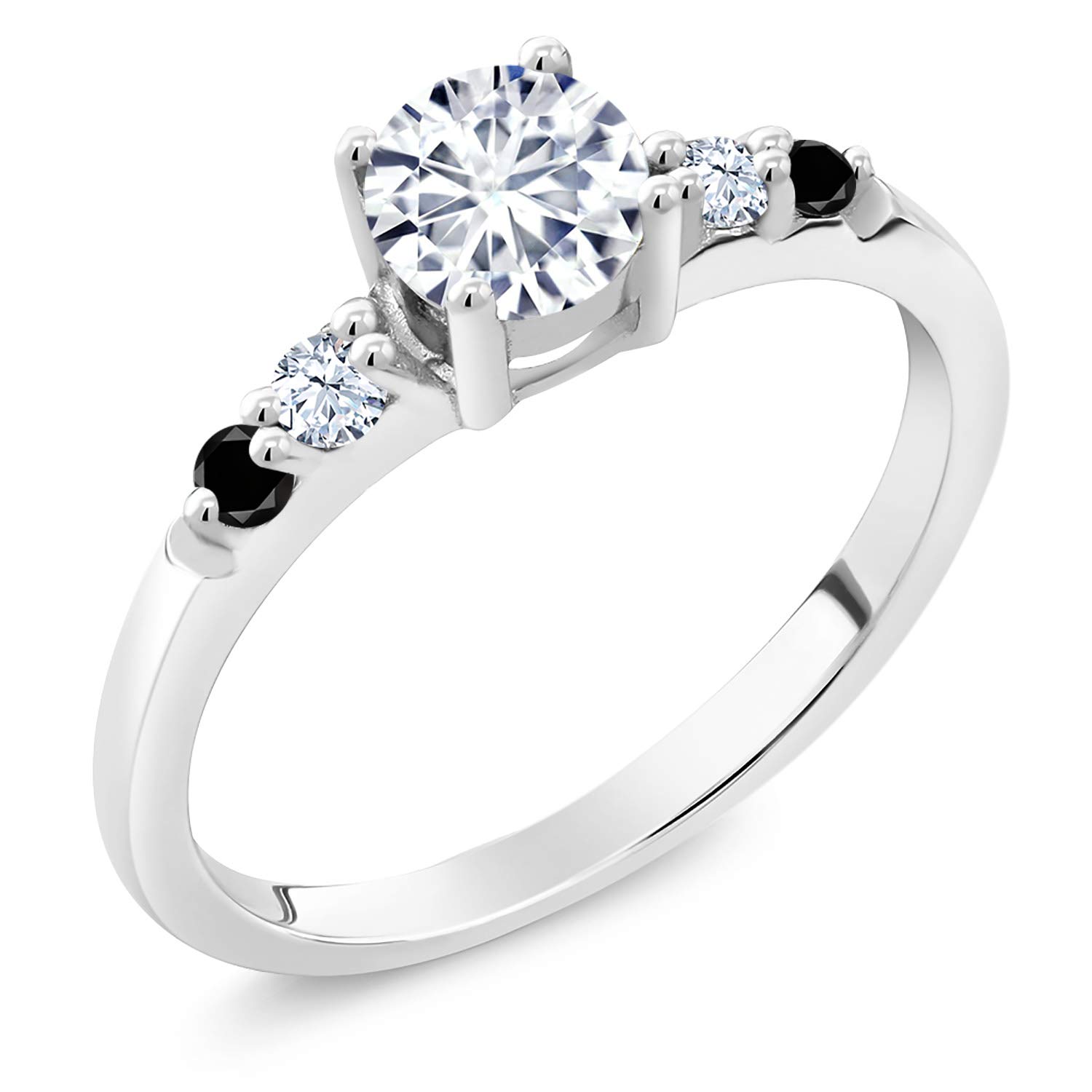 Charles & Colvard 0.66 Cttw GHI Round Created Moissanite 925 Silver Engagement Diamond Ring - Forever Brilliant for Weddings, Proposals & Anniversary Gifts