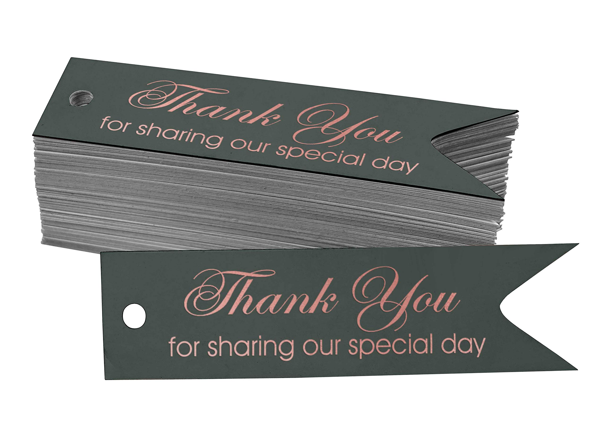 100 Pack Rose Gold Foil Bridal Shower Favor Tags - Thank You for Sharing Our Special Day Wedding Gift Tags - Perfect for DIY Wedding Favors, Baby Showers & Party Decorations