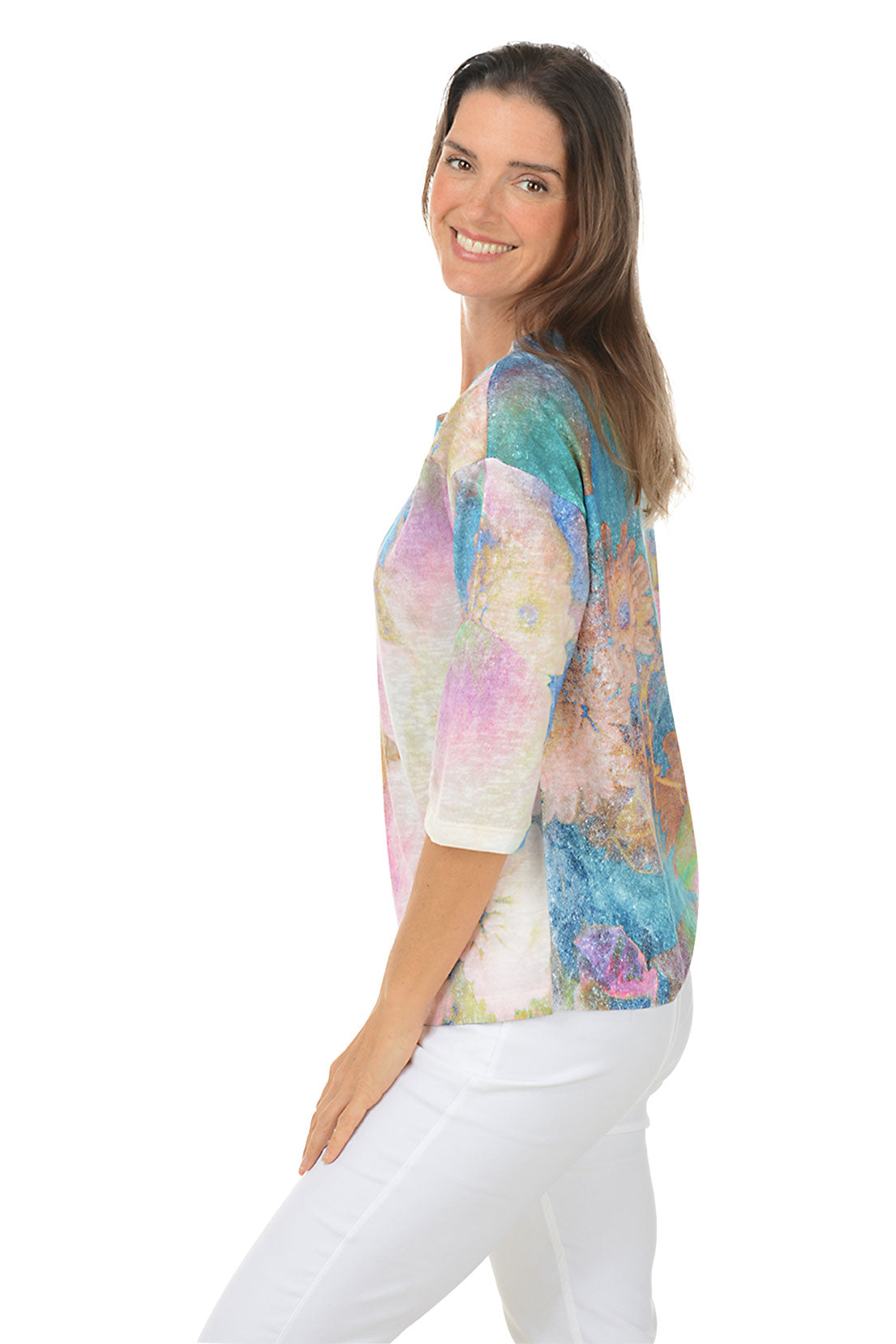Dandy Floral Print Boat Neck Knit Top for Women - Casual Chic Blouse for Spring Summer Outfits, Date Night & Office Wear