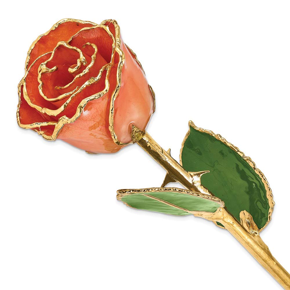 24K Gold Dipped Real Orange Rose - 11 Inch Eternal Flower Gift for Anniversary, Valentine's Day & Home Decor (Perfect for Weddings, Romantic Gifts & Luxury Home Accents)