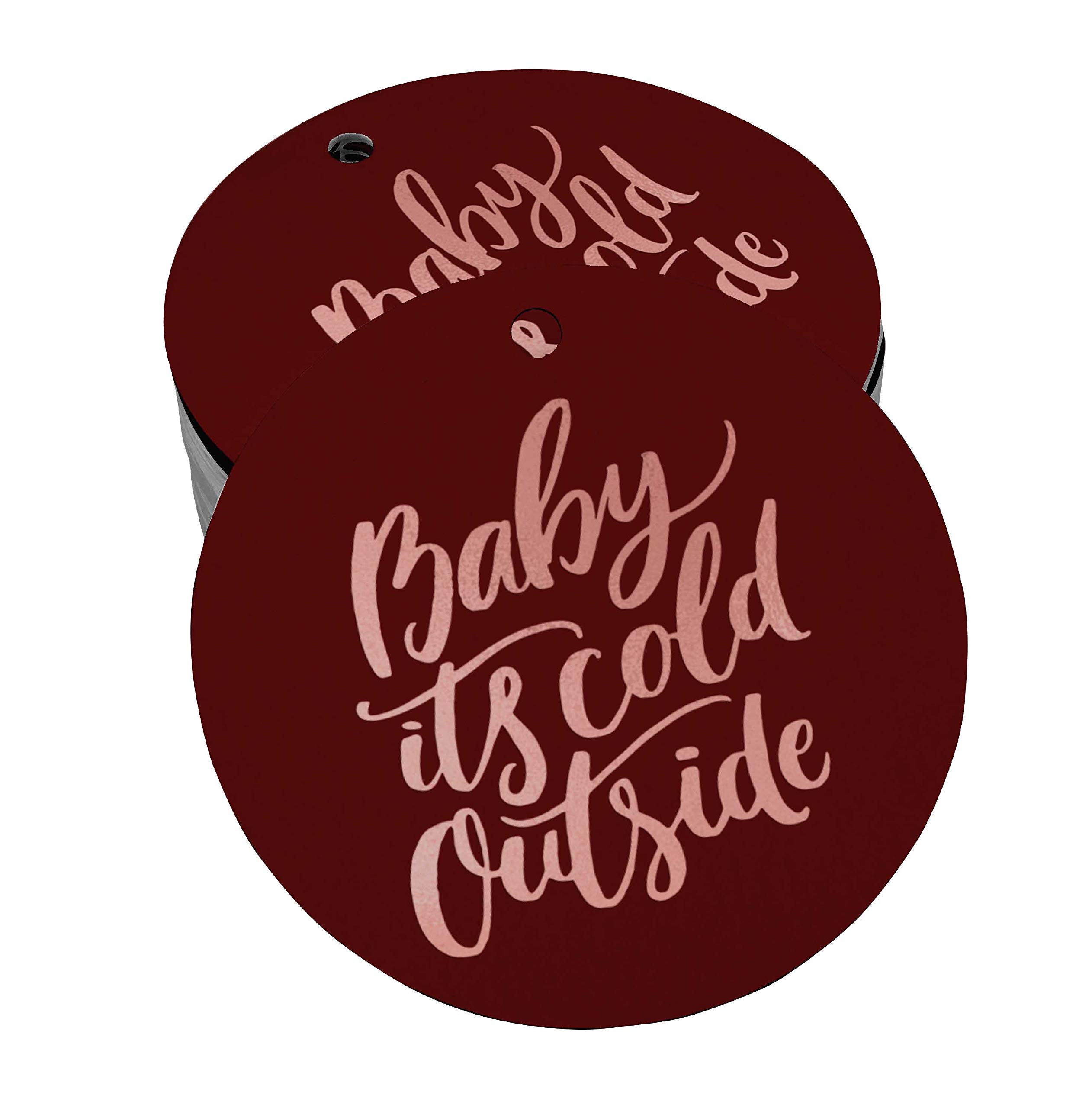 100pcs Real Rose Gold Foil Baby Shower Favor Tags - 'Baby It's Cold Outside' Themed Hanging Paper Tags for Winter Baby Showers, Gender Reveals & Newborn Celebrations
