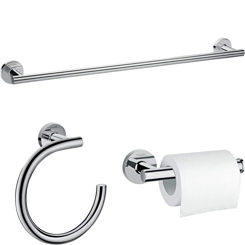 Hansgrohe Logis 3-Piece Universal Bathroom Hardware Set in Chrome - Perfect for Modern Bathrooms, Showers, and Vanities