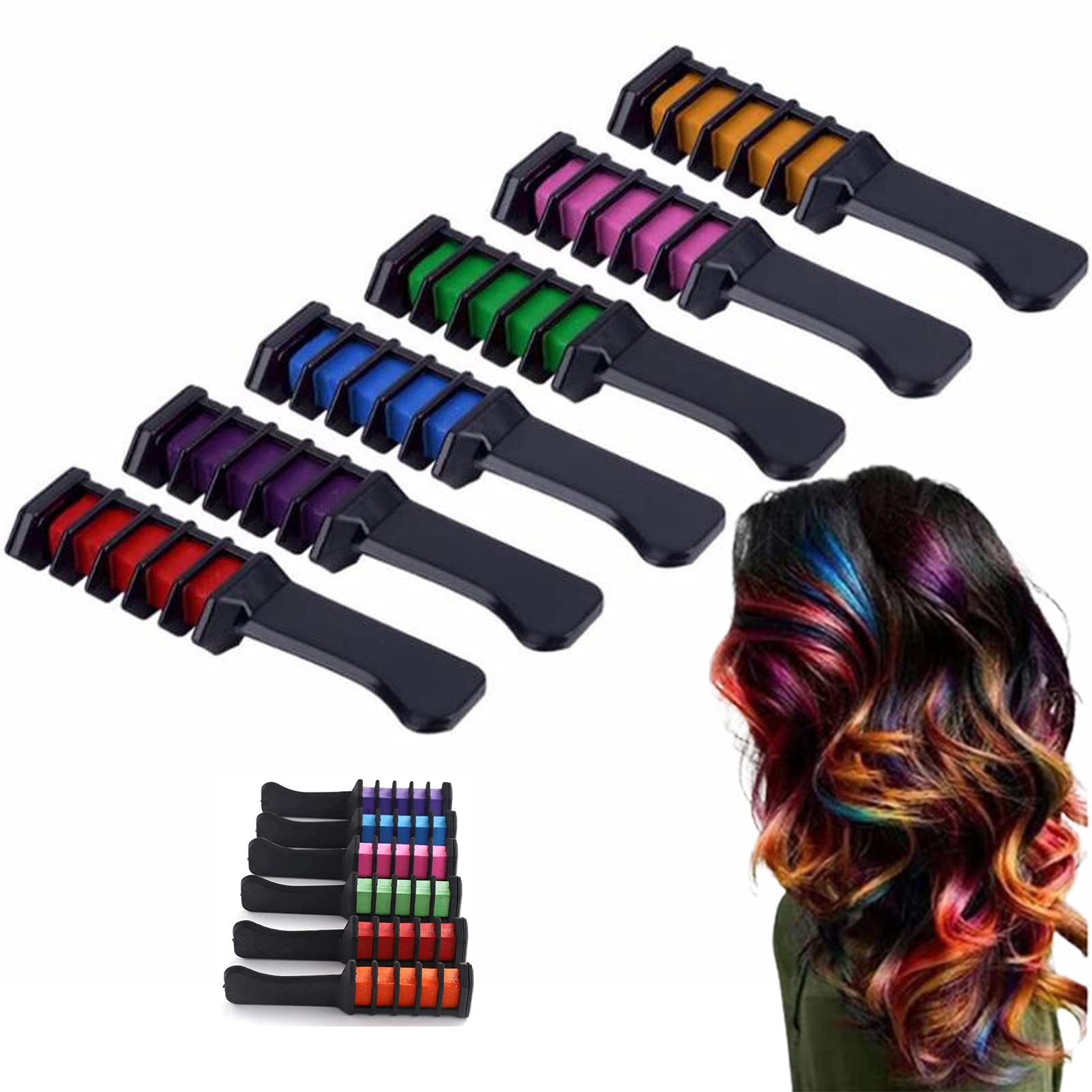 10 Bright Temporary Hair Chalk Pens - Washable Hair Dye Combs for Kids & Girls | Halloween, Birthday & Party Makeup | Fun & Safe Hair Coloring for Costumes & Special Events