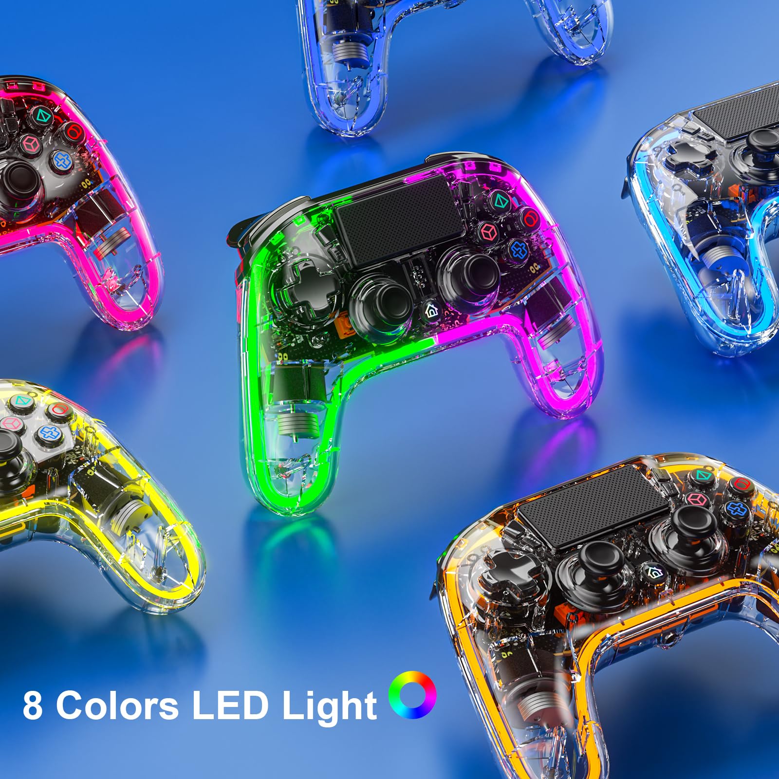 Wireless PS4 Controller with Dual Vibration & Motion Sensor - Compatible with PS4/Slim/Pro, LED Lights, Programmable Buttons & Hall Effect Triggers - Ergonomic Gamepad for Gaming Accessories - Perfect for FPS, Racing & Action Games