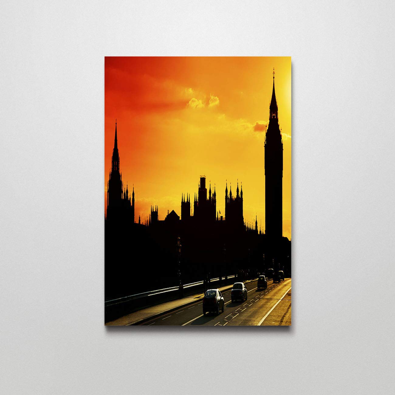 Sunset London Modern Canvas Wall Art - Houses of Parliament Painting, England Landscape Wall Decor for Living Room, Bedroom & Office (24x36 Inches)