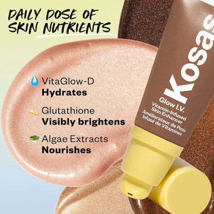 Kosas Glow I.V. Vitamin Infused Illuminator - Hydrating Face Highlighter for Dewy Makeup Look | Perfect for Daily Wear & Special Occasions