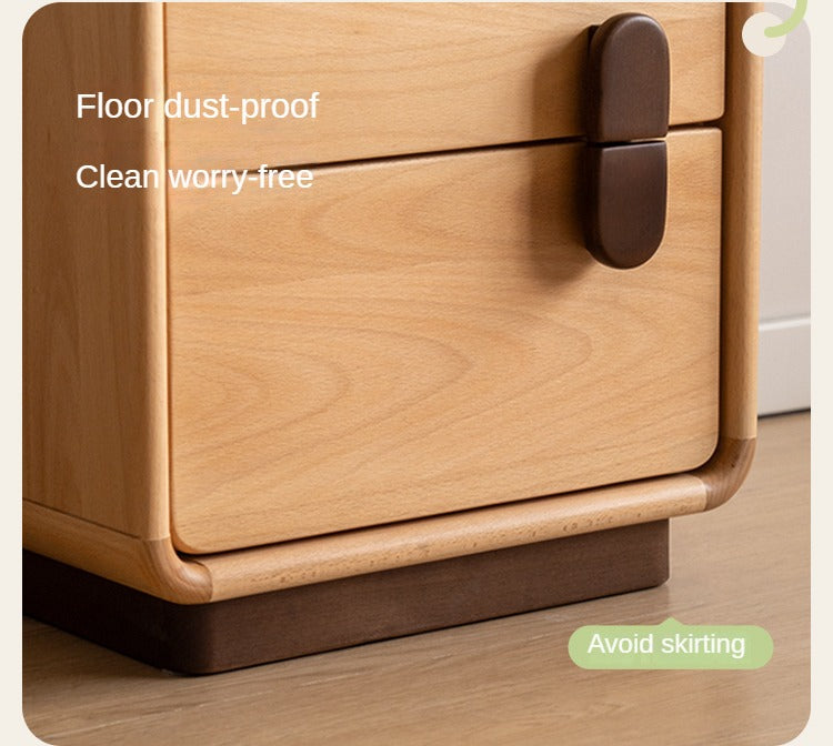 Solid Beech Wood Nightstand with Storage - Bedside Table for Bedroom, Living Room, or Office - Compact & Stylish Home Furniture