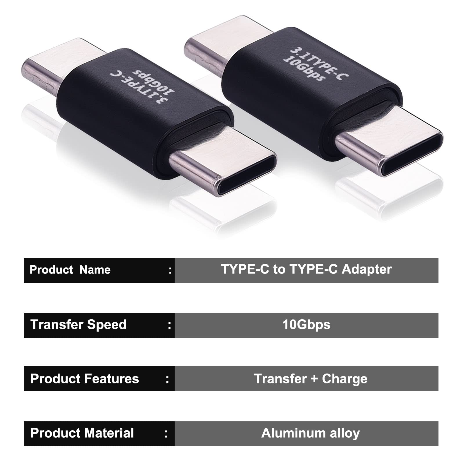 USB C Male to Male Adapter (4 Pack) - USB C to USB C Data Sync & Fast Charging Cable - 10Gbps 60W USB 3.1 Gen 2 - Compatible with MacBook Pro, Galaxy S23, iPad Pro & More - Perfect for Office, Travel & Home Charging