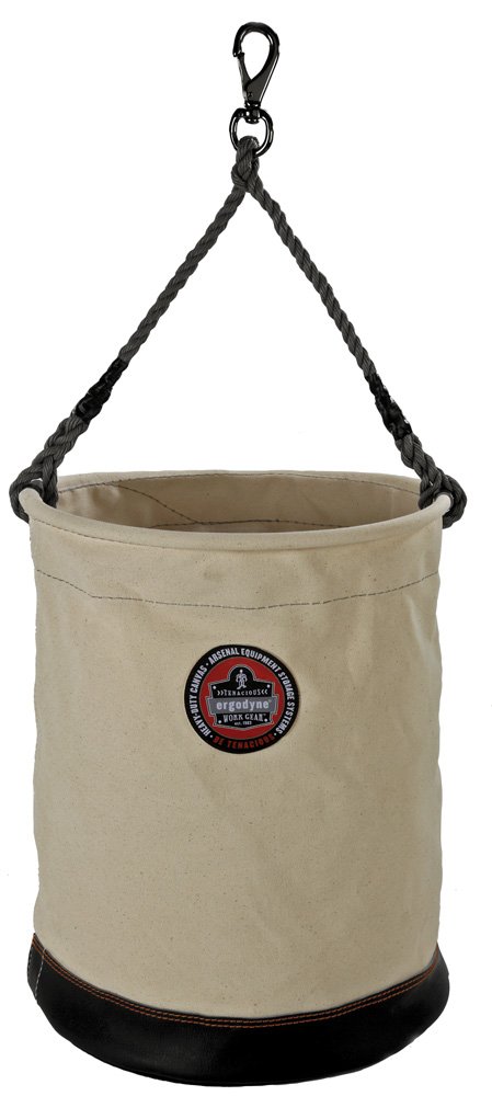 Ergodyne Arsenal 5745 Heavy Duty Leather Bottom Tool Bucket for Construction, Plumbing & Electrical Work - Durable Work Tool Organizer with Comfortable Grip for Professionals & DIY Projects