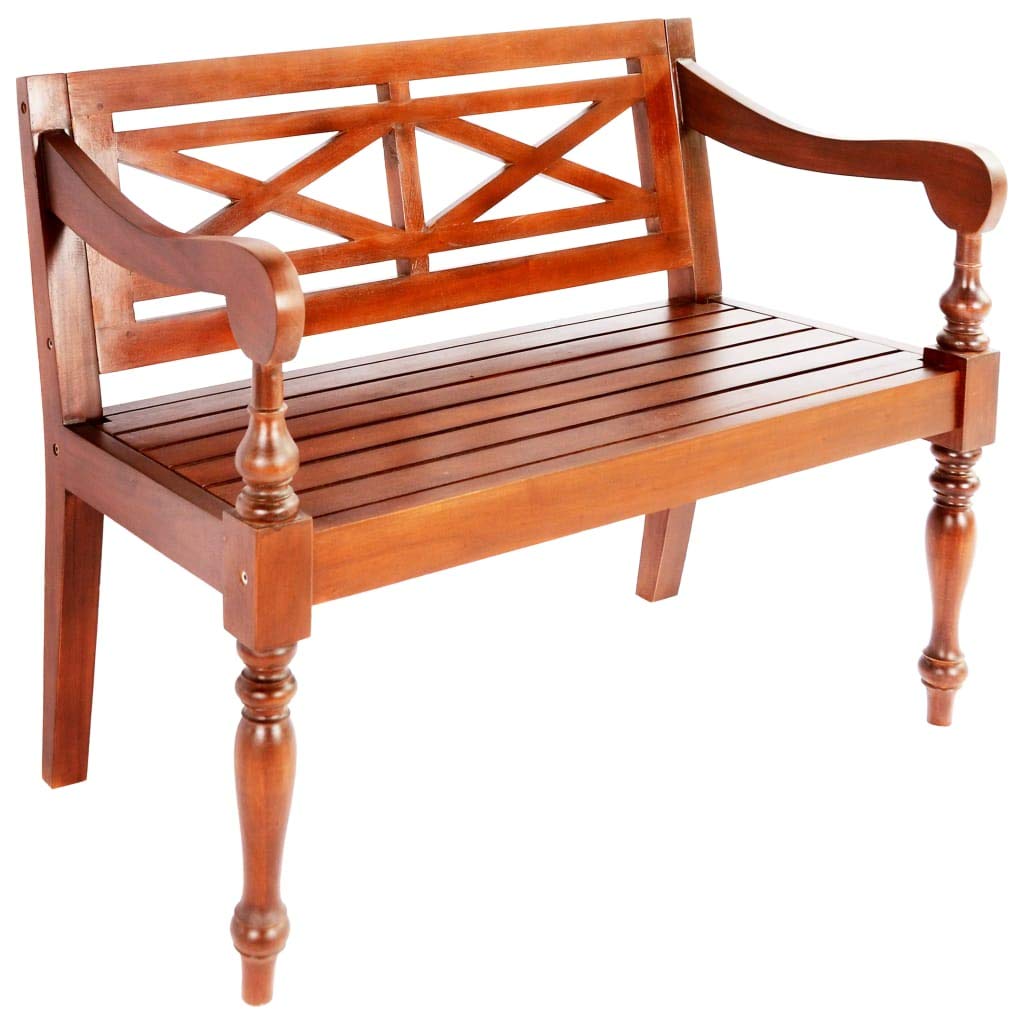 vidaXL Mahogany Wood Entryway Bench - 38.6 Inch Dark Brown Classic Decor Bench with Ample Seating - Perfect for Hallway, Dressing Room & Dining Room Furniture