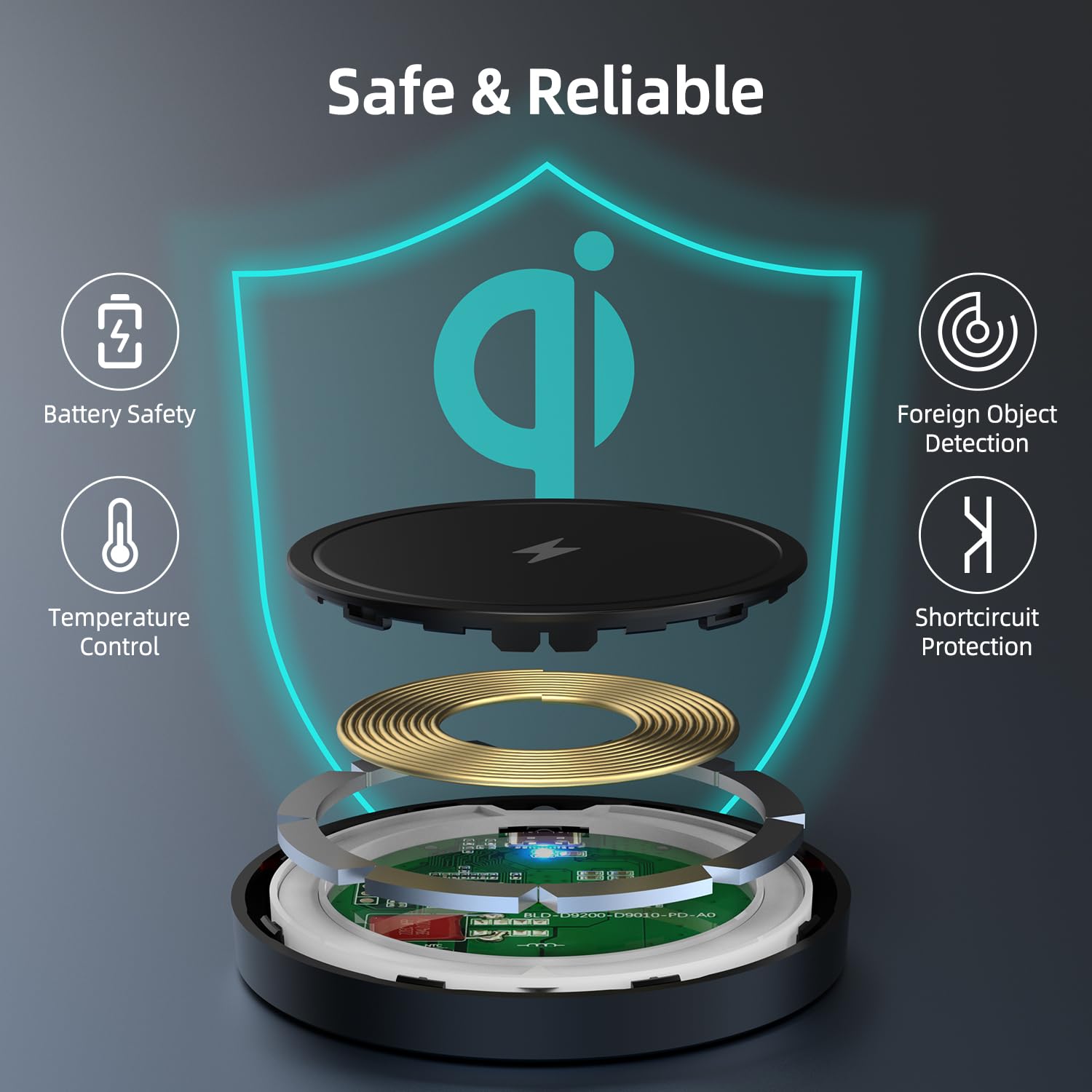 15W Max Fast Magnetic Wireless Charger Pad for iPhone 15/14/13/12 - USB-A Converter Included - Black | Perfect for Home, Office & Car Charging
