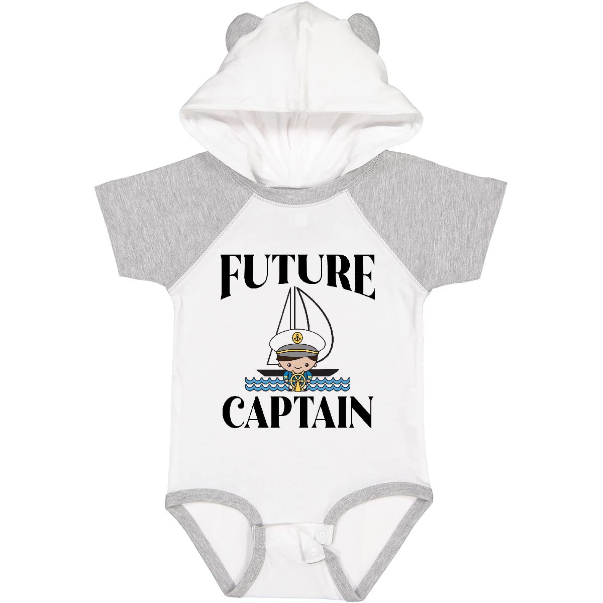 Inktastic Cute Baby Boy Sailing Captain Outfit - Soft Cotton Bodysuit for Newborns & Infants - Perfect for Nautical Theme Photos, First Birthday & Family Outings