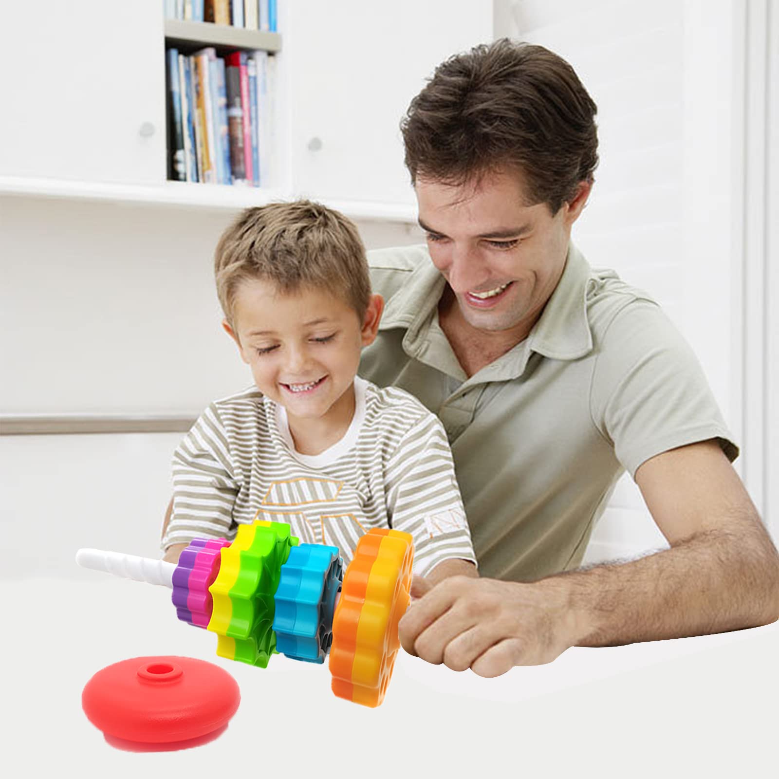 **Spinning Stacking Toys for Toddlers - Educational Montessori Stacking Rings & Gears - STEM Learning Toy for Boys & Girls Ages 1-3 - Perfect Christmas & Birthday Gift - Fun for Playtime, Daycare & Early Childhood Development**