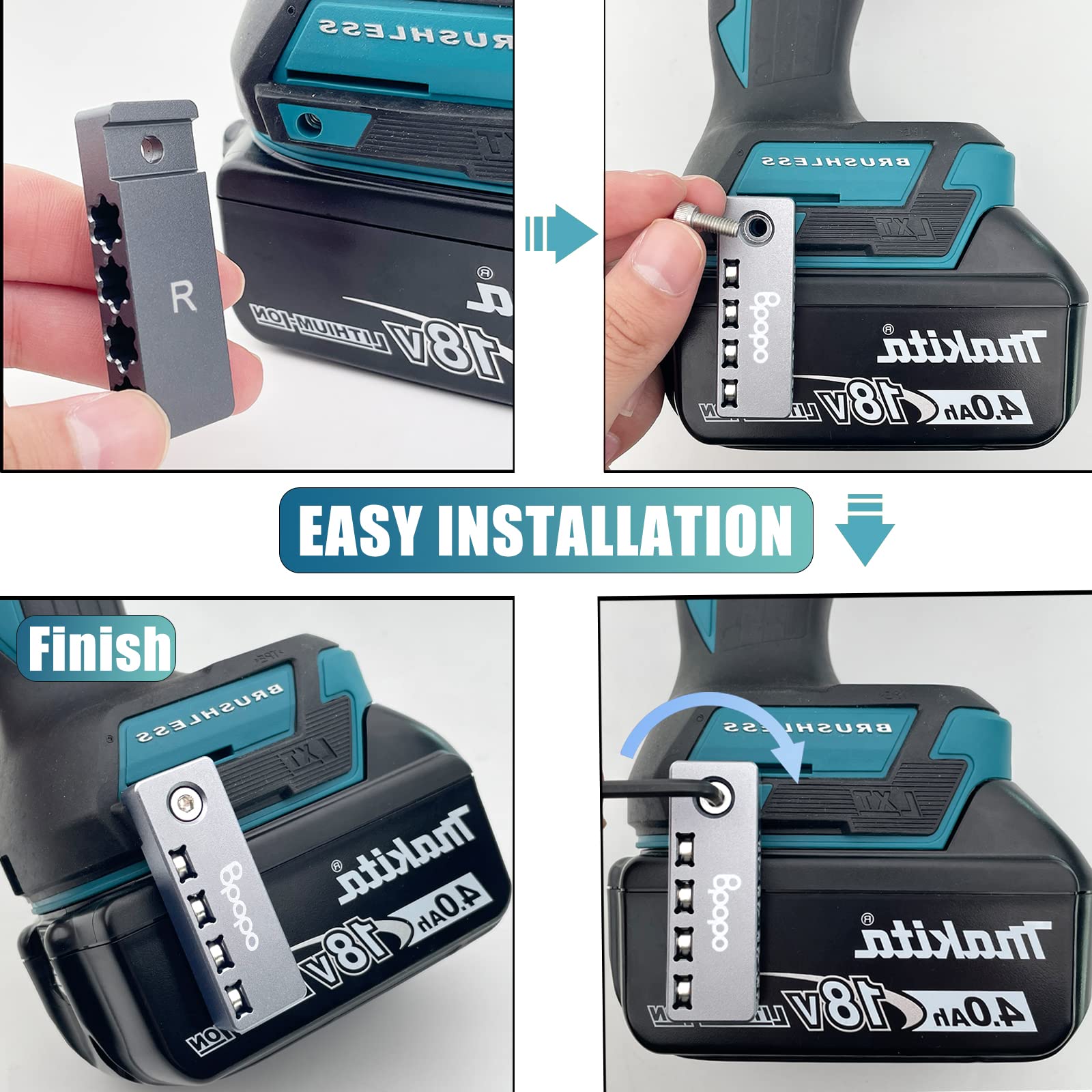 Magnetic Hex Bit Holder for Makita 18V LXT Cordless Impact Driver - 1/4-Inch Aluminum Quick-Change Bit Organizer - Right Side Mount Drill Bit Storage - Perfect for Construction, Woodworking & DIY Projects