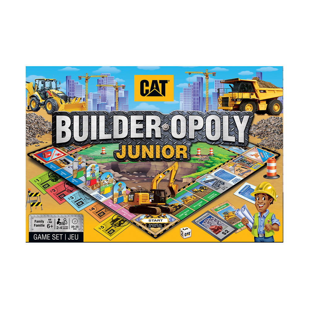 Caterpillar Builder Opoly Junior Board Game for Kids - Fun Construction-Themed Family Board Game for Ages 5+ - Perfect for Birthday Gifts & Family Game Nights
