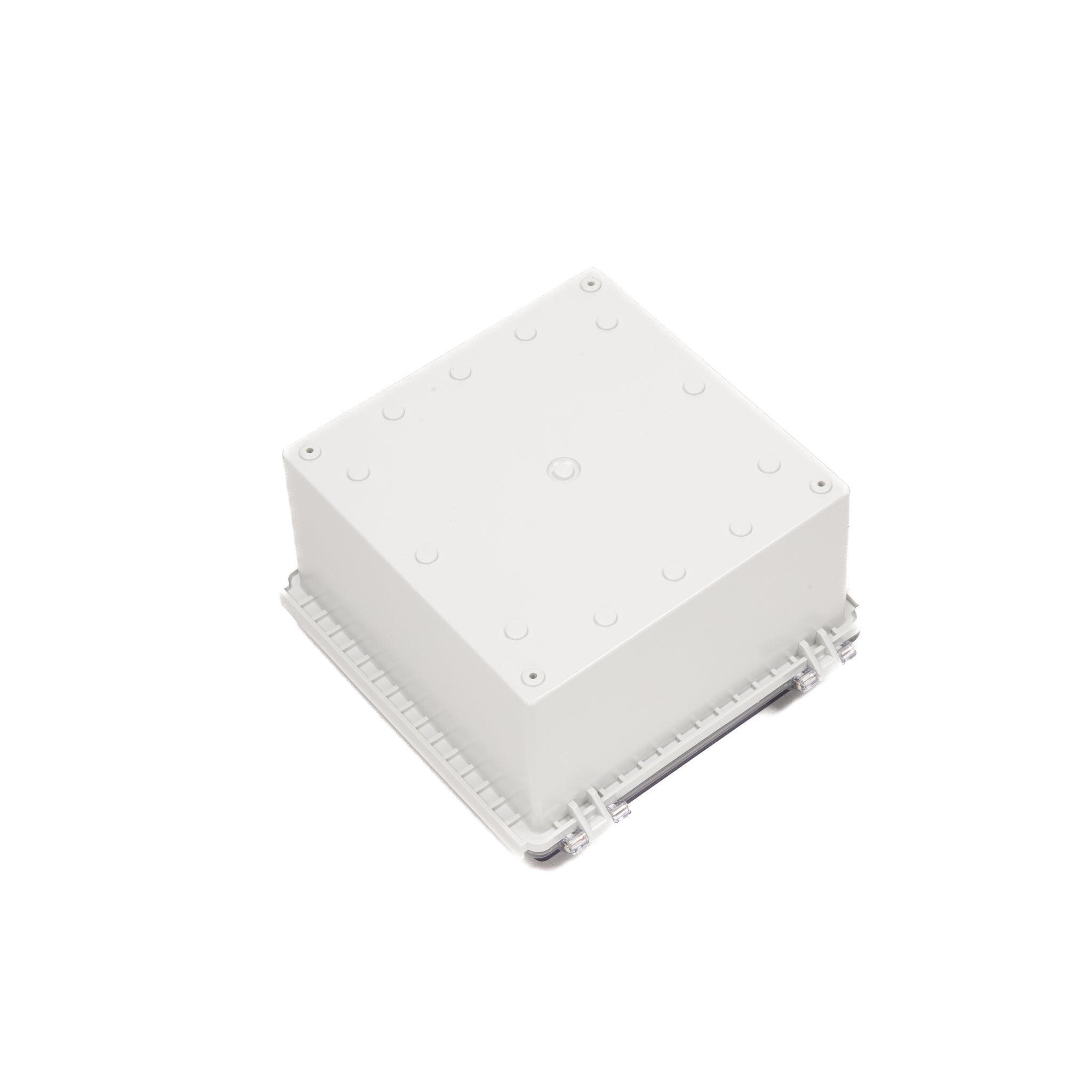 Boxco P Series 8.27 x 8.27 x 5.12 Inch Waterproof Plastic Enclosure - IP67 & IK08 Rated ABS Case with Transparent Cover, Molded Hinge & Latch (210x210x130mm) - Ideal for Outdoor Electronics, Industrial Equipment & DIY Projects