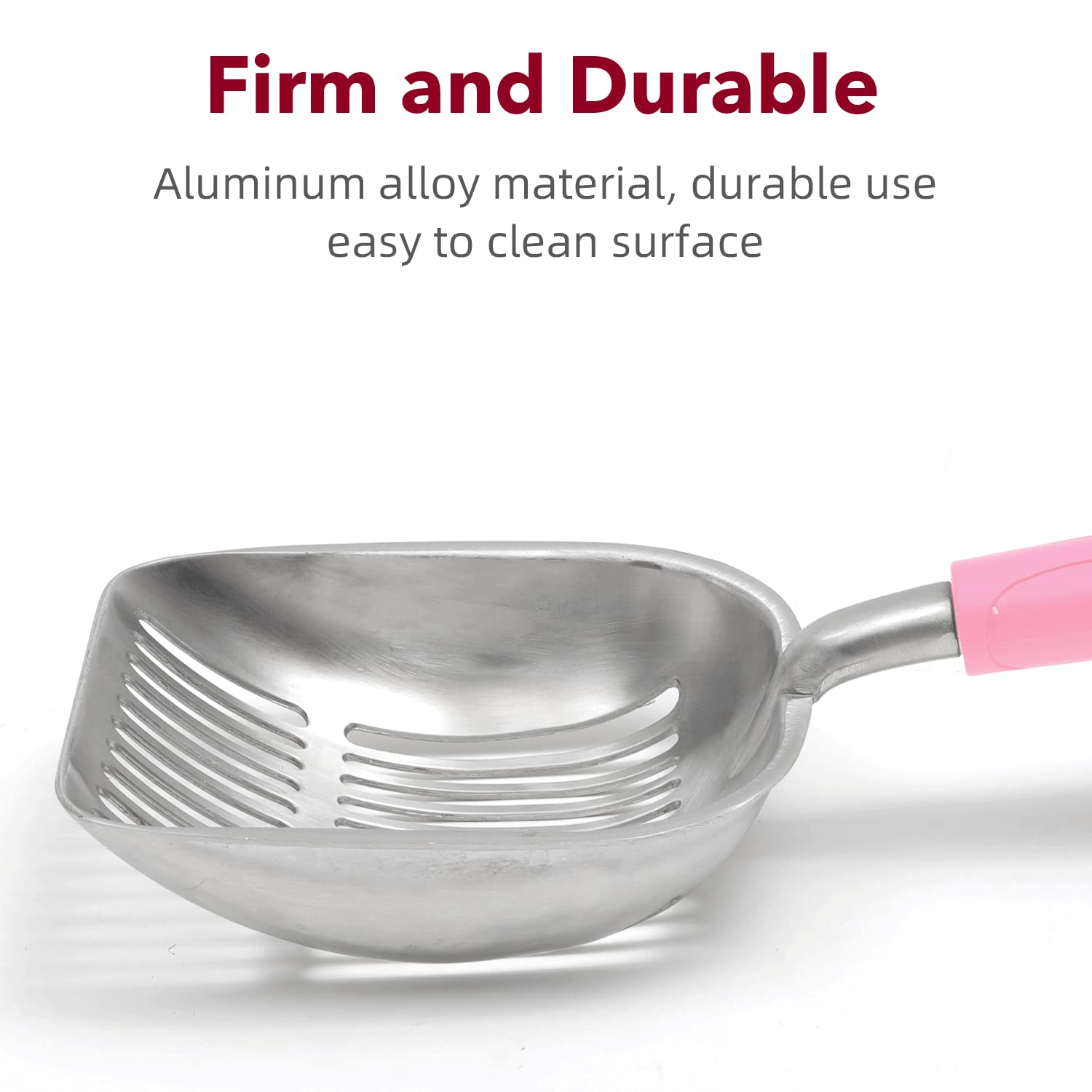 Premium Cat Litter Scoop - Heavy Duty Aluminum Alloy Sifter with Long Handle - Durable Metal Pooper Scooper for Kitty Litter Box - Perfect for Deep Cleaning & Easy Waste Removal
