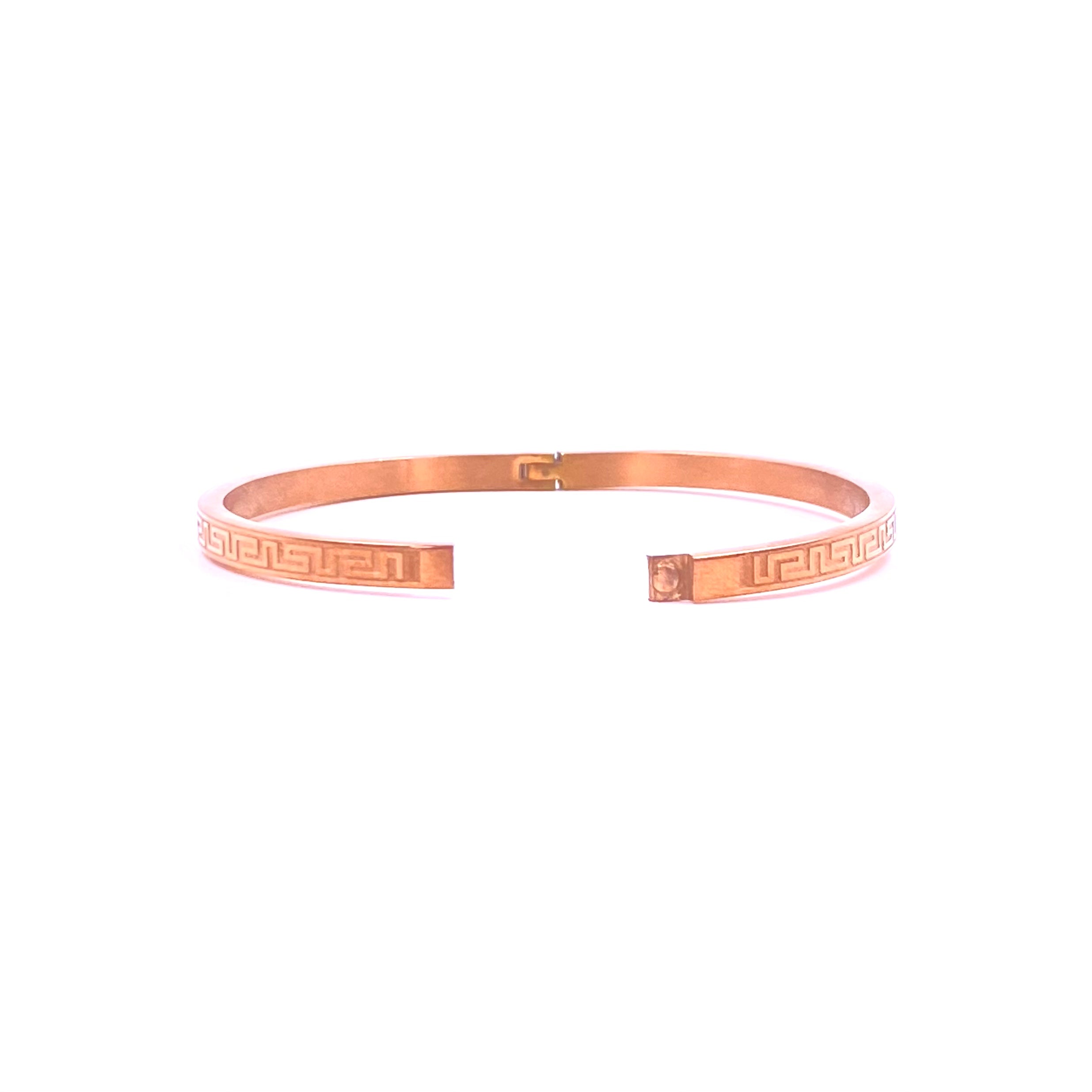Ashley Gold Stainless Steel Rose Gold Plated Maze Design Bangle Bracelet for Women - Elegant Fashion Jewelry Gift for Anniversary, Birthday & Special Occasions
