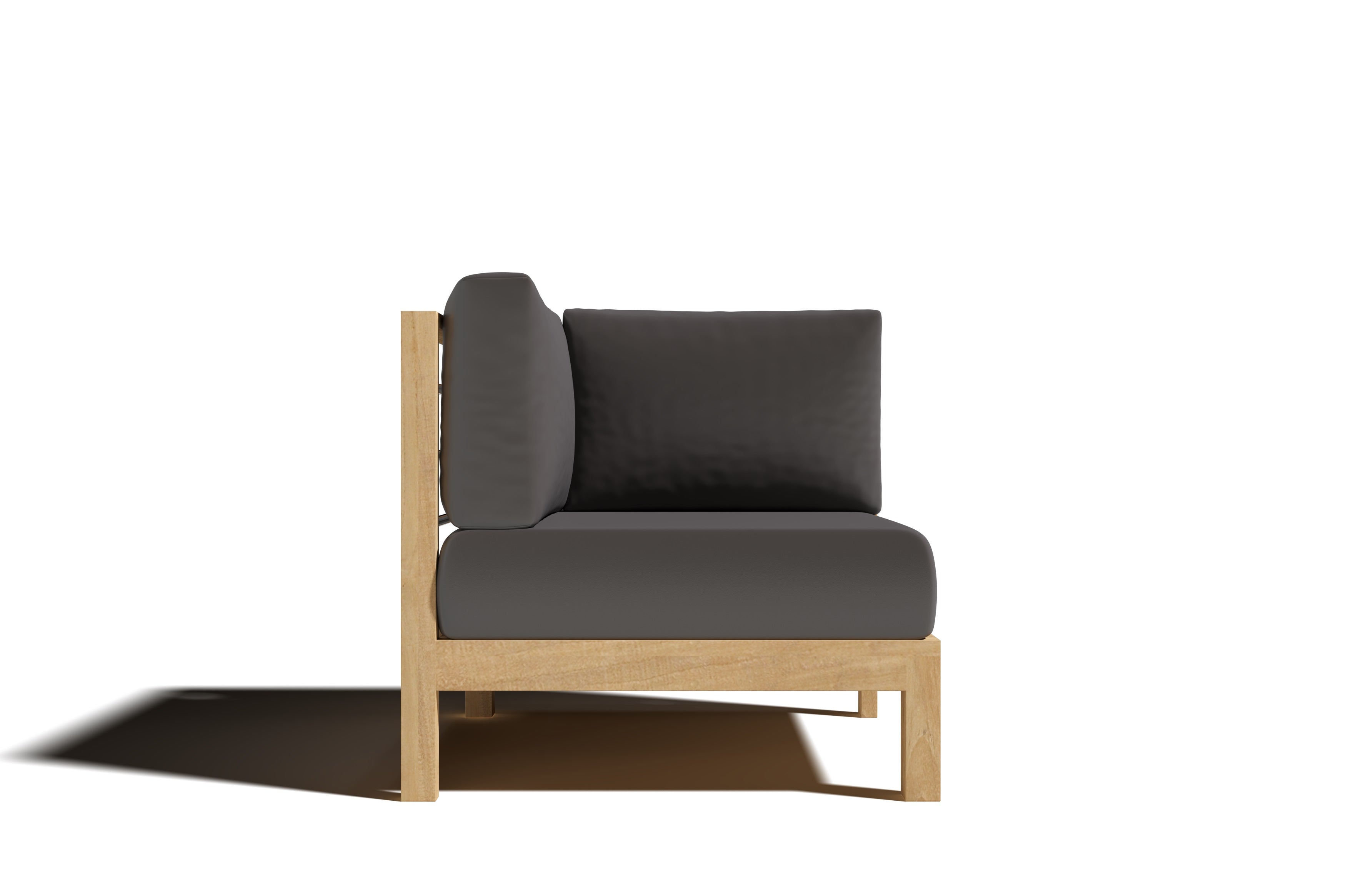 Premium Leon Teak Outdoor Sectional Corner Sofa with Sunbrella Charcoal Cushion - Waterproof & UV Resistant Patio Furniture for Backyard, Poolside & Garden Relaxation
