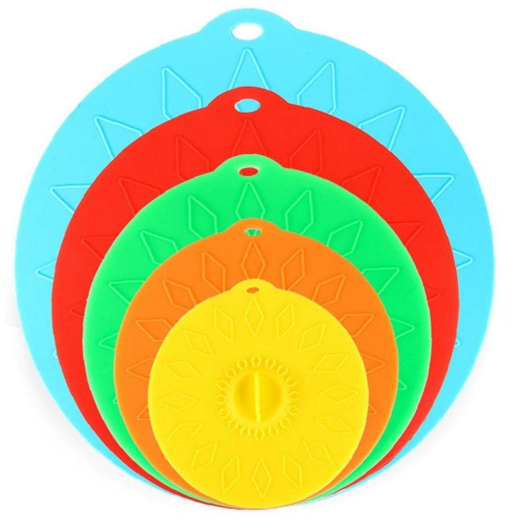 5-Pack Reusable Silicone Microwave Splatter Covers - Heat Resistant Food Lids for Bowls, Plates, Pots & Pans | BPA-Free, Dishwasher Safe | Perfect for Meal Prep, Leftovers & Microwave Cooking