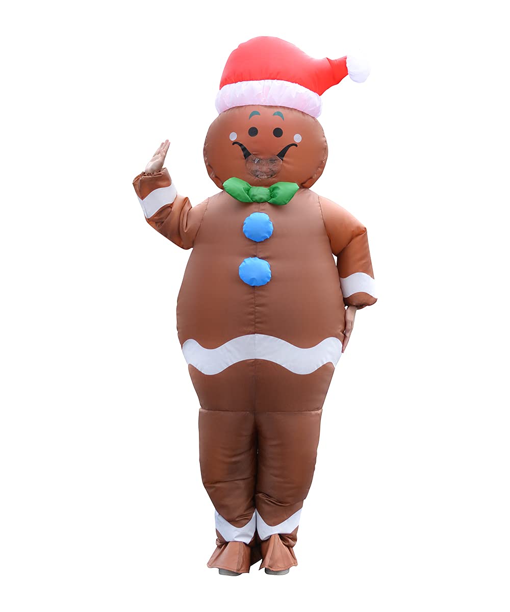 Unisex Inflatable Christmas Gingerbread Man Costume for Adults - Holiday Party Outfit, Christmas Cosplay, Festive Dress Up (Great for Christmas Parties, Office Events & Family Gatherings)