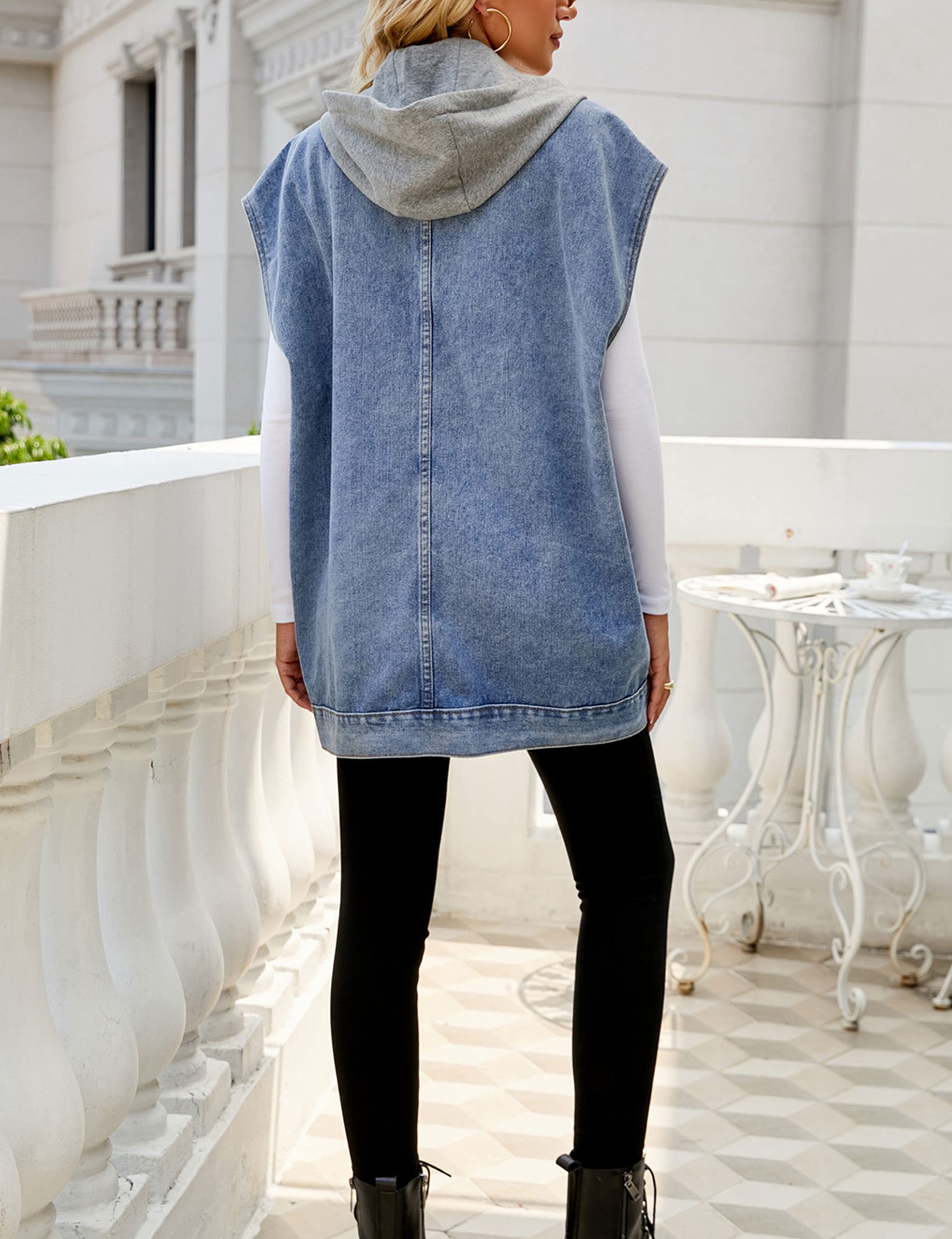 Women's Oversized Denim Vest - Sleeveless Button Down Jean Waistcoat Shacket Jacket for Casual Outfits | Perfect for Layering, Streetwear & Spring/Fall Fashion