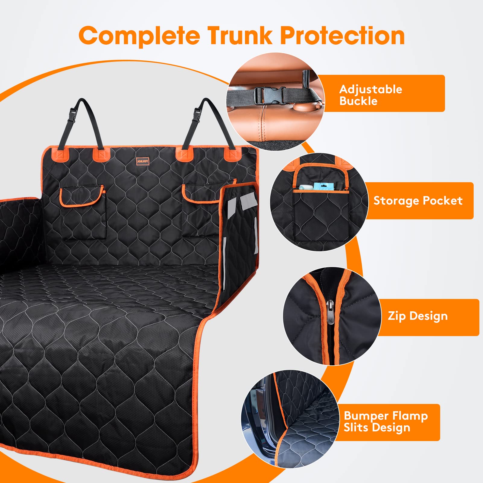 JOEJOY Waterproof Non-Slip Dog Car Seat Cover - Durable Boot Protector with Side Guards for Cars, Trucks & SUVs | Easy Clean Pet Travel Accessory for Road Trips & Outdoor Adventures