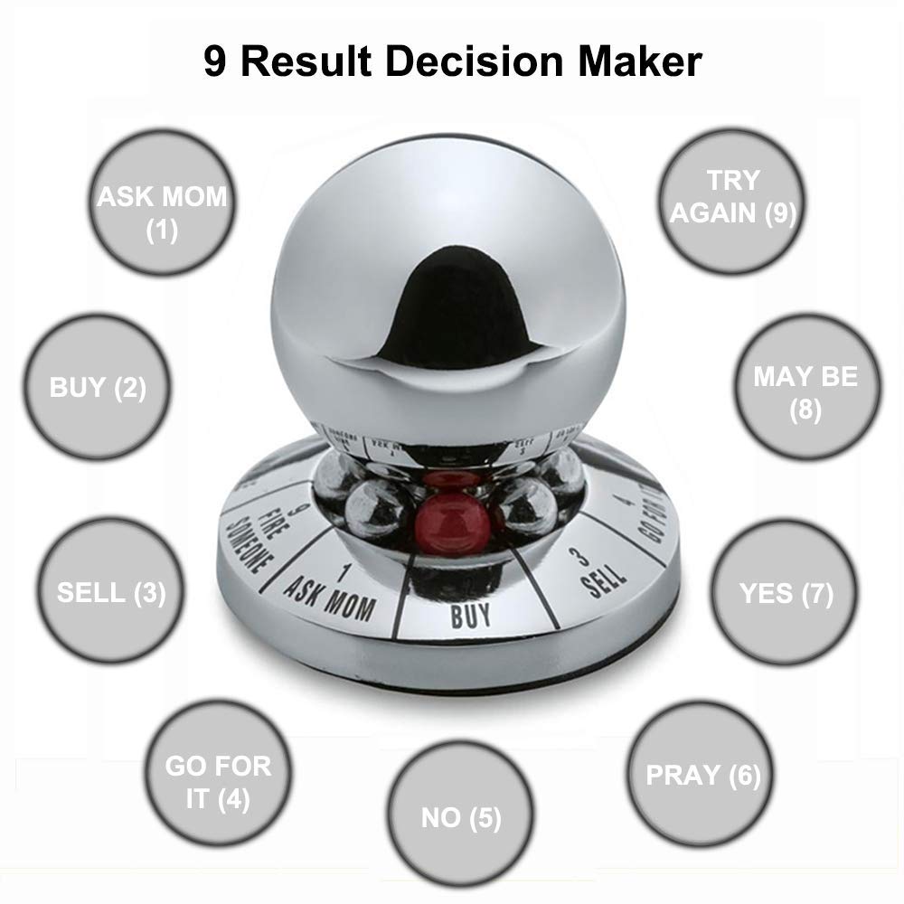 Premium Metal Decision Maker Ball - Mini Iron Spinner for Stress Relief & Office Decor (Silver) - Perfect for Office Desk, Anxiety Relief & Fun Decision Making
