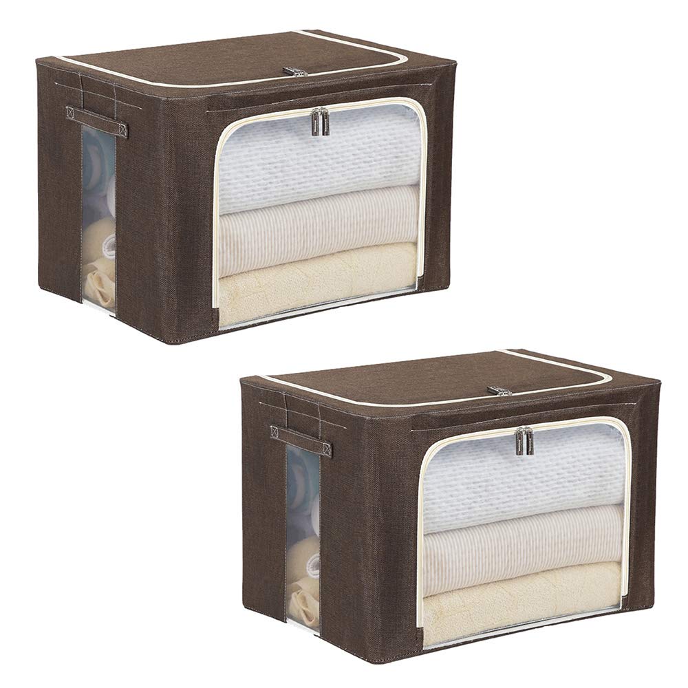 DFVV Zippered Storage Cube with Transparent Window - Foldable, Portable Handle & Breathable Fabric - 66L Large Capacity Organizer for Bedding, Clothes, Toys - Perfect for Home, Dorm, Closet & Travel Storage