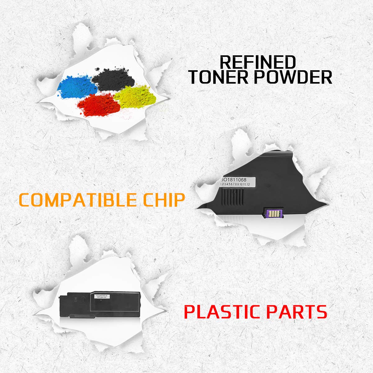 High Yield Xerox C400/C405 Toner Cartridge - 4 Colors, 10.5K Black & 8K CMY Pages - for Office & Home Printing