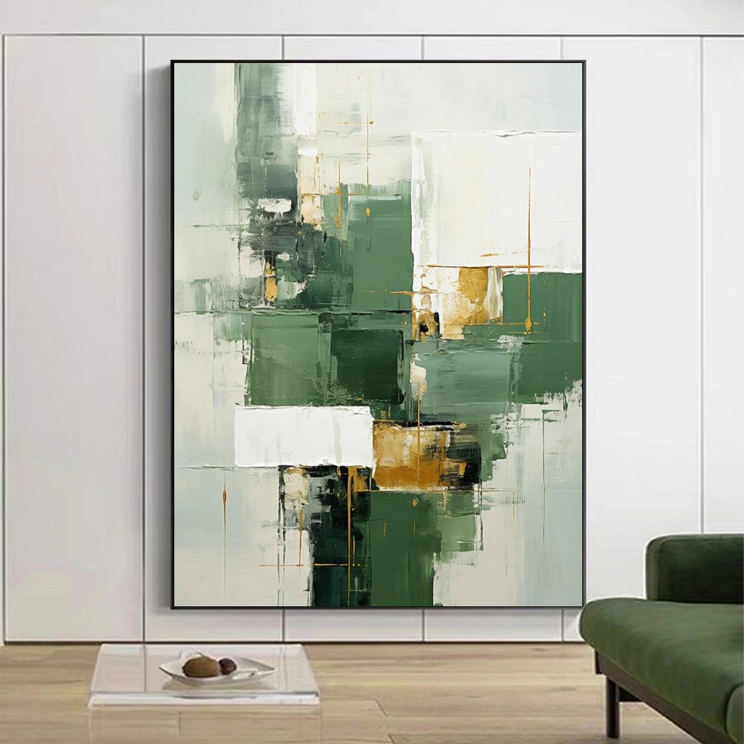 Blue & Green Abstract Wall Art Print #BG105 - Modern Canvas Painting for Living Room, Bedroom & Office Decor