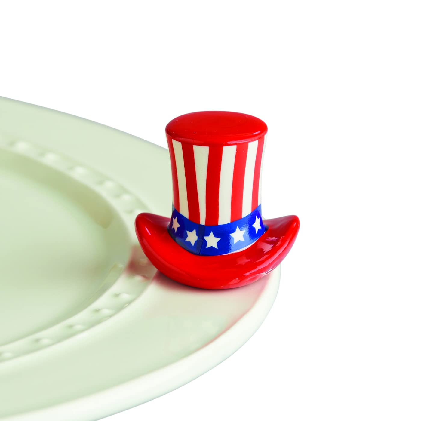 Nora Fleming Home of the Free (Uncle Sam Hat) A53 - Hand-Painted Ceramic Holiday Decor - Spring Mini Decorations for Home & Office - Perfect for 4th of July, Patriotic Events & Seasonal Home Styling