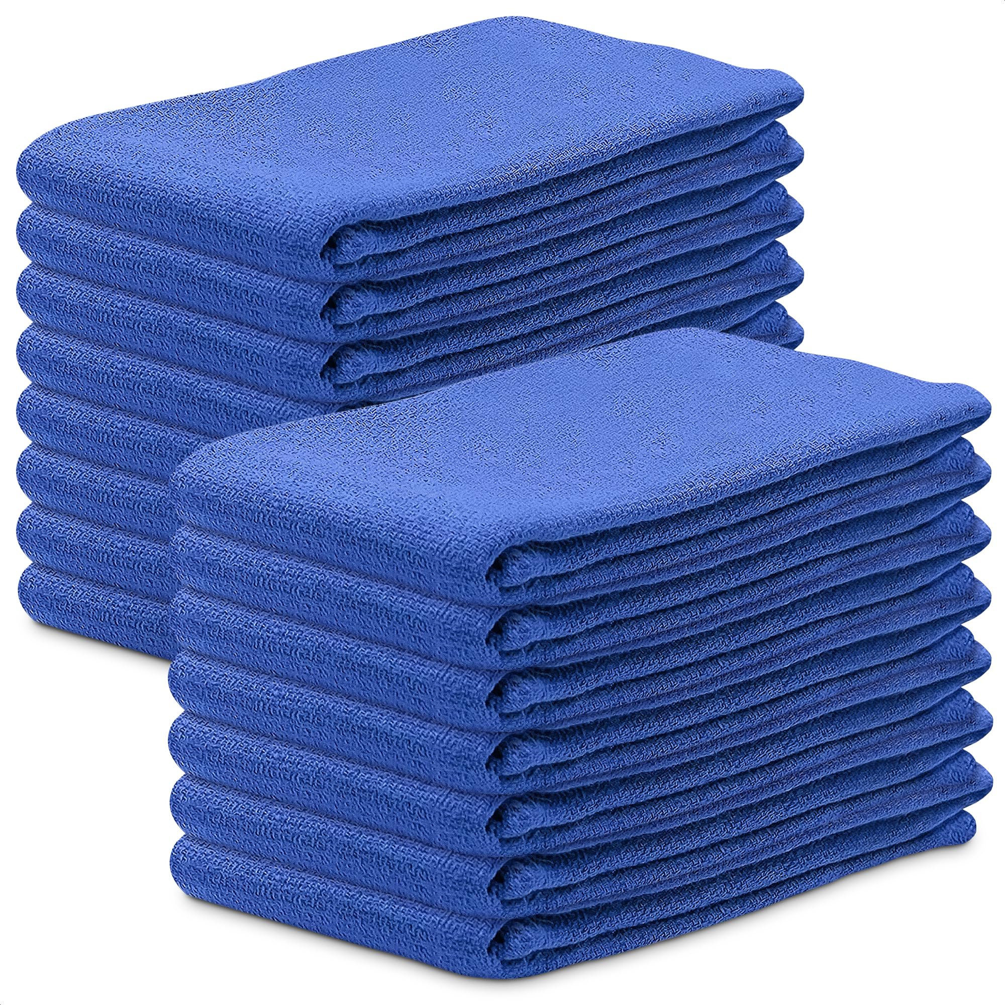 15-Pack Premium Blue Cleaning Rags - Super Absorbent Cotton Towels for Kitchen, House Cleaning & Medical Use | Reusable Shop Towels for Spills, Dusting & Surgical Applications