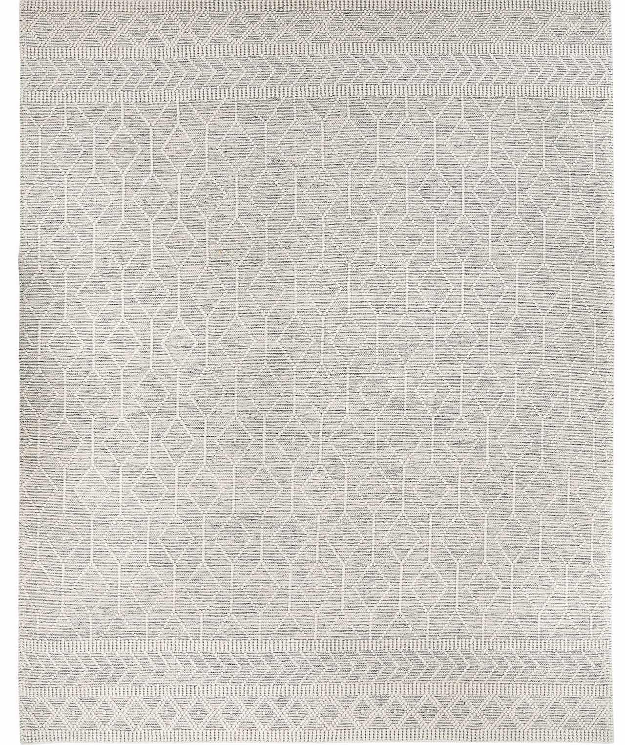Handwoven Carolina Boho Wool High Low Textured Area Rug - Farmhouse Moroccan Trellis Carpet for Living Room, Bedroom & Dining Room - Handmade Zig Zag Bubble Weave Design - Black, White & Cream - 6' x 9' - Perfect for Bohemian Decor, Cozy Spaces & Modern Farmhouse Style