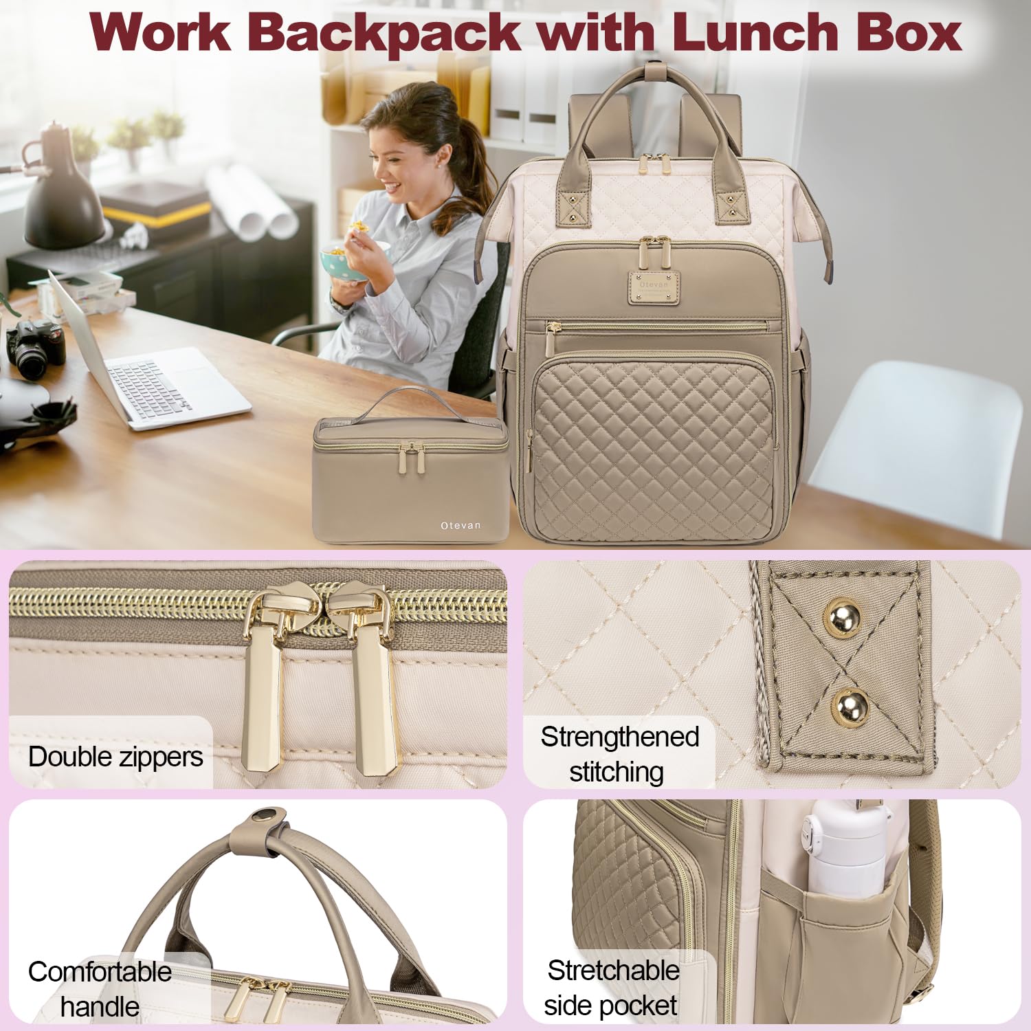 Insulated Lunch Backpack for Women - 15.6 Inch Laptop Backpack with Cooler Compartment, Work & Travel Backpack for Teachers, Nurses & Professionals | Perfect for Office, Commuting & Outdoor Activities