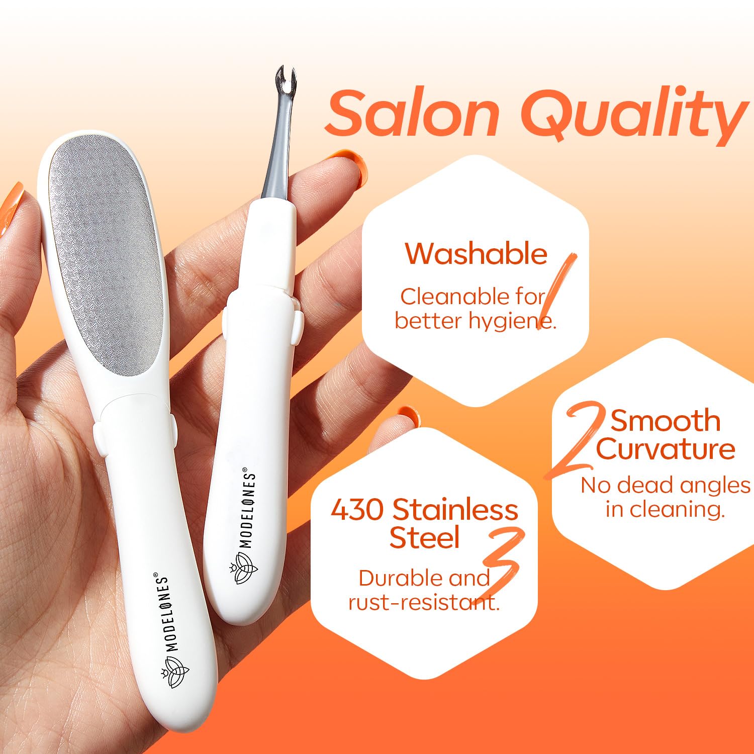 Modelones Mini Foot File Callus Remover - 2-in-1 Pedicure Tool with Double-Sided Foot Rasp & Dead Skin Fork - Safe & Lightweight Foot Sander for Smooth Feet - Perfect for Daily Hand & Foot Care at Home, Salon or Travel