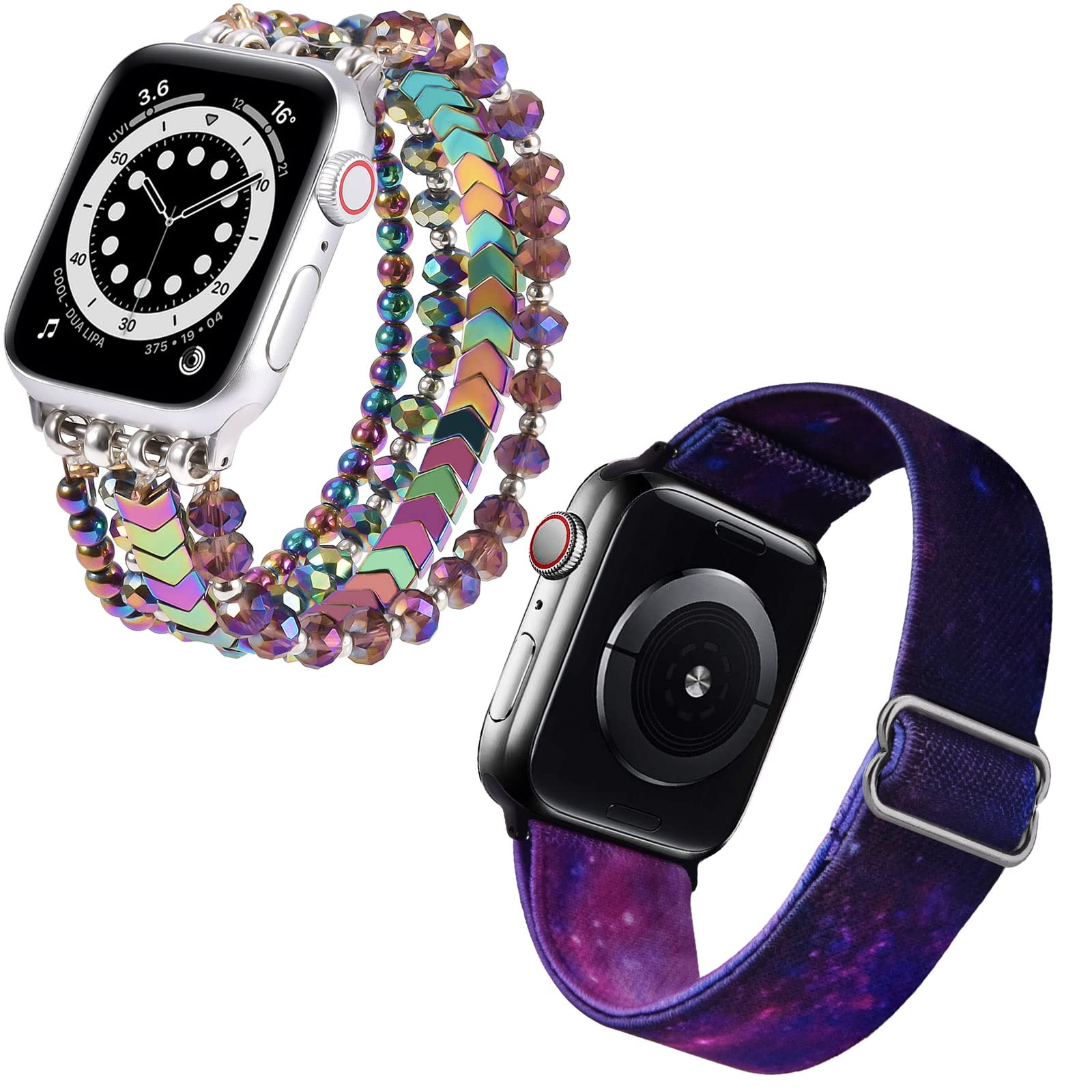 MOFREE Beaded Stretch Bracelet Compatible with Apple Watch 40mm/38mm/41mm (Series 7/SE/6/5/4/3/2/1) - Handmade Elastic Fashion Band for Women - Perfect for Workouts, Office Wear & Casual Outfits
