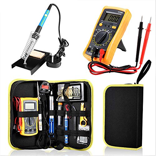60W Adjustable Temperature Soldering Iron Kit with Digital Multimeter & Tools - US Plug for Electronics, Jewelry & Welding - Perfect for DIY Repairs, Circuit Board Projects & Home Improvement