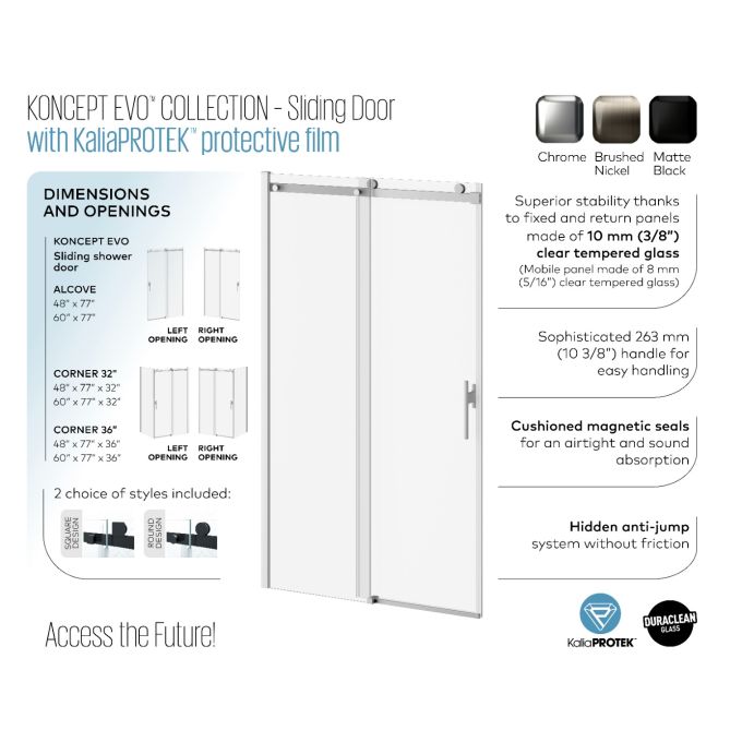 KONCEPT EVO Matt Black Sliding Shower Door 60