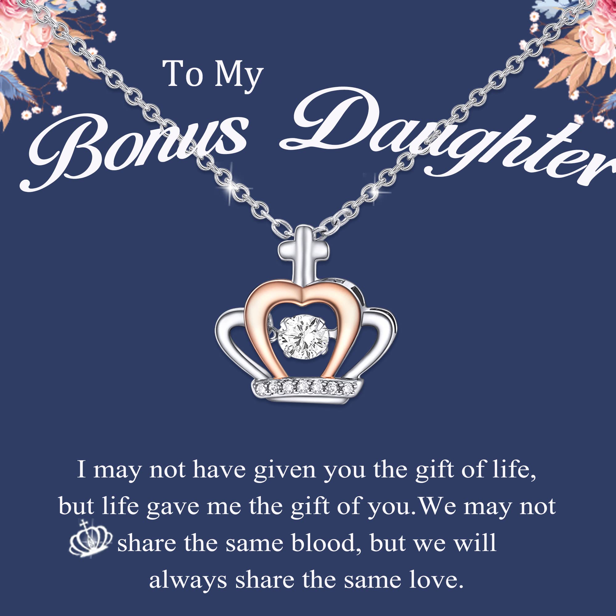 Beautiful Crown Necklace for Daughter, Bonus Daughter & Granddaughter - Elegant Gift from Mom, Dad, Bonus Mom & Grandma - Perfect Birthday Jewelry for Teen Girls & Women - Ideal for Special Occasions, Graduation Gifts & Mother-Daughter Bonding Moments