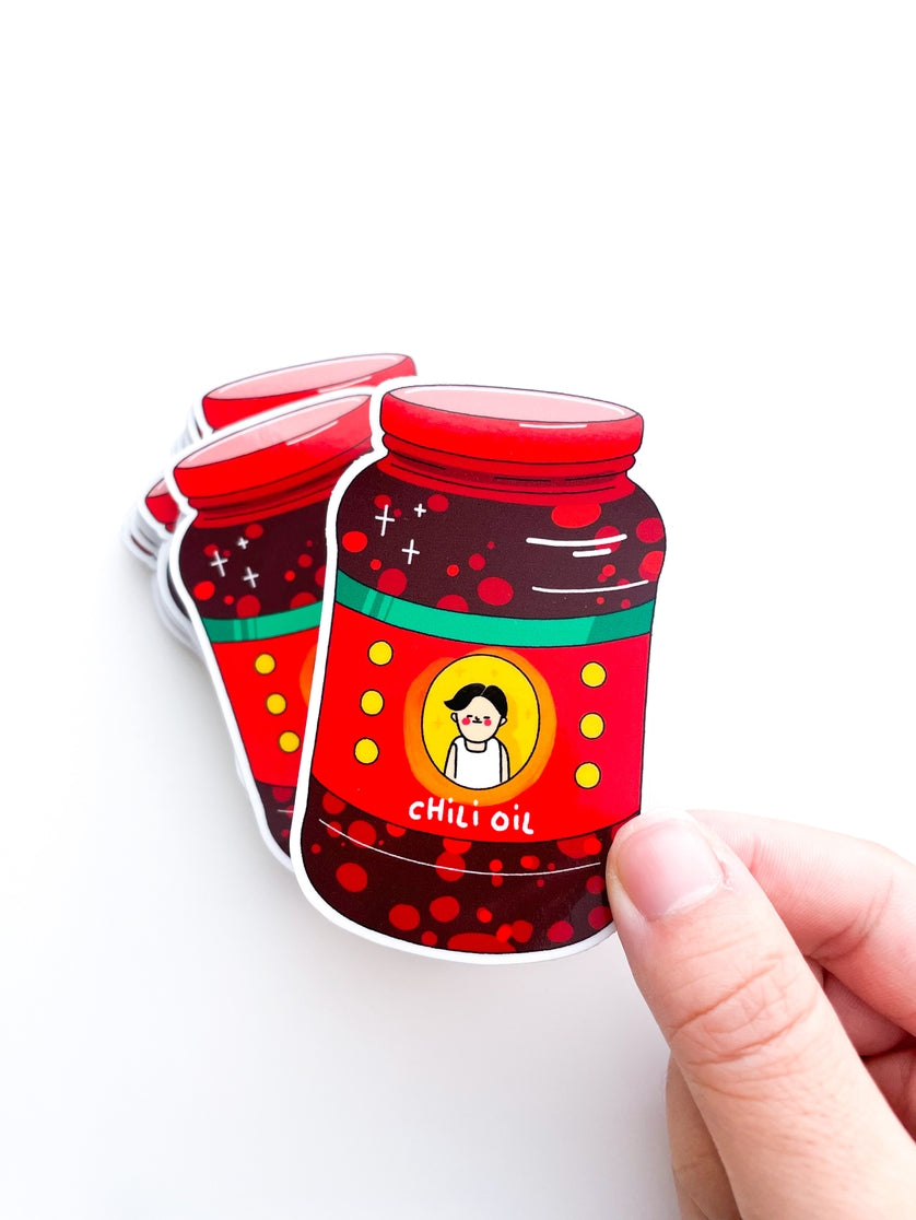 Spicy Chili Oil Stickers - Premium Waterproof Vinyl Decals for Laptops, Bottles & Notebooks - Perfect for Food Lovers & Spicy Enthusiasts