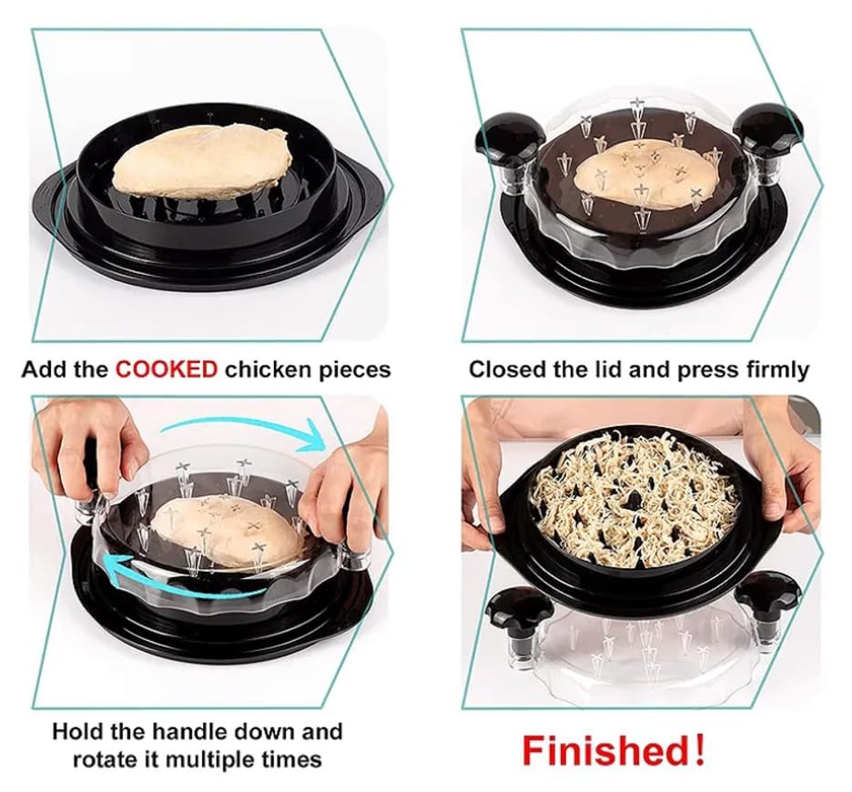 Ergonomic Chicken Shredder Machine with Non-Skid Base - Easy Twist Meat Shredder Tool for Pulled Chicken, Beef & Pork - Perfect for Meal Prep, BBQ, Sandwiches & Taco Fillings